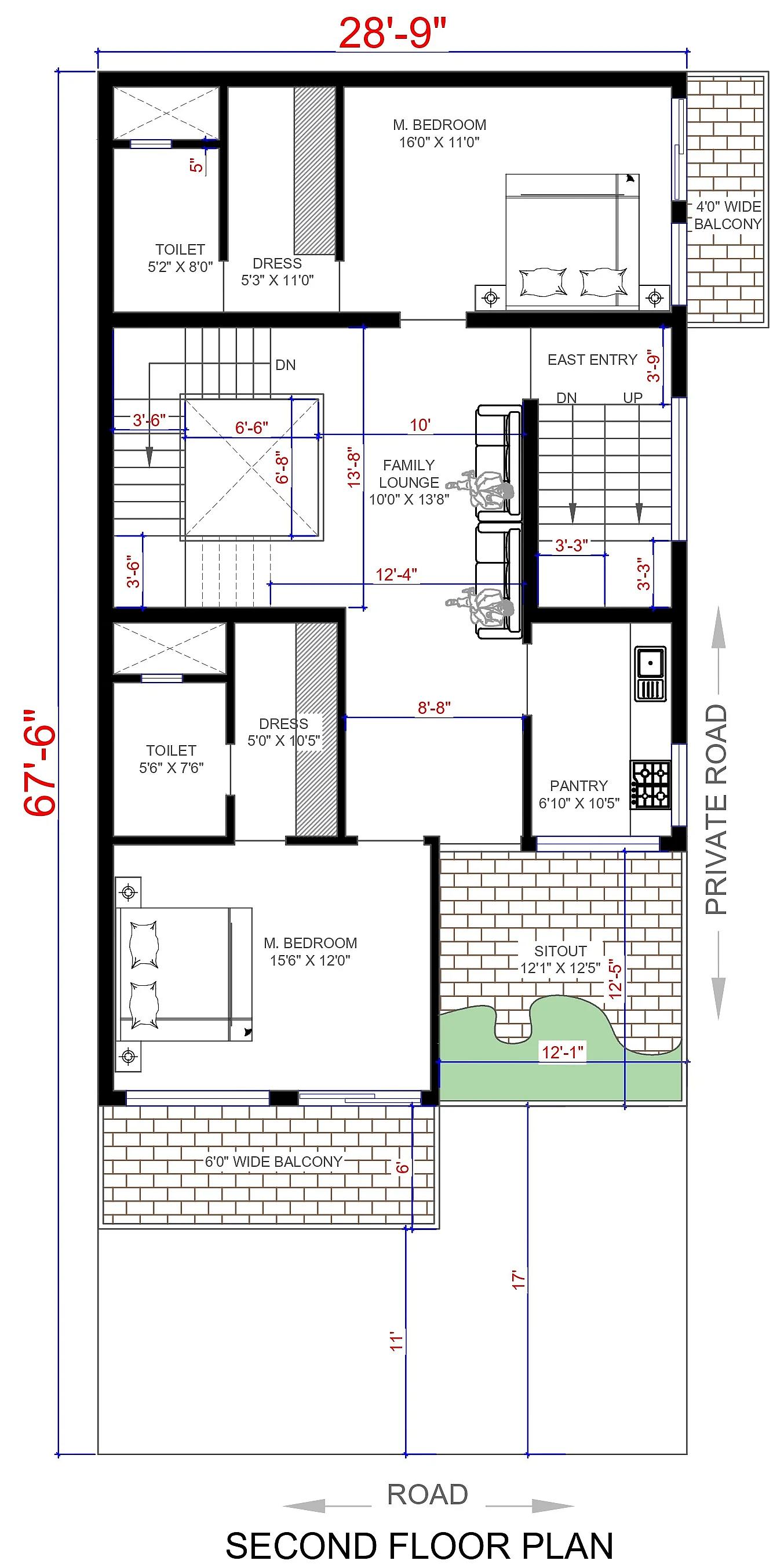 30X68 Residential House with Rental House plan- 2040 sqft Residential Cum Commercial house design At Ashok Vatika thumbnail 2 — Project ID 7575