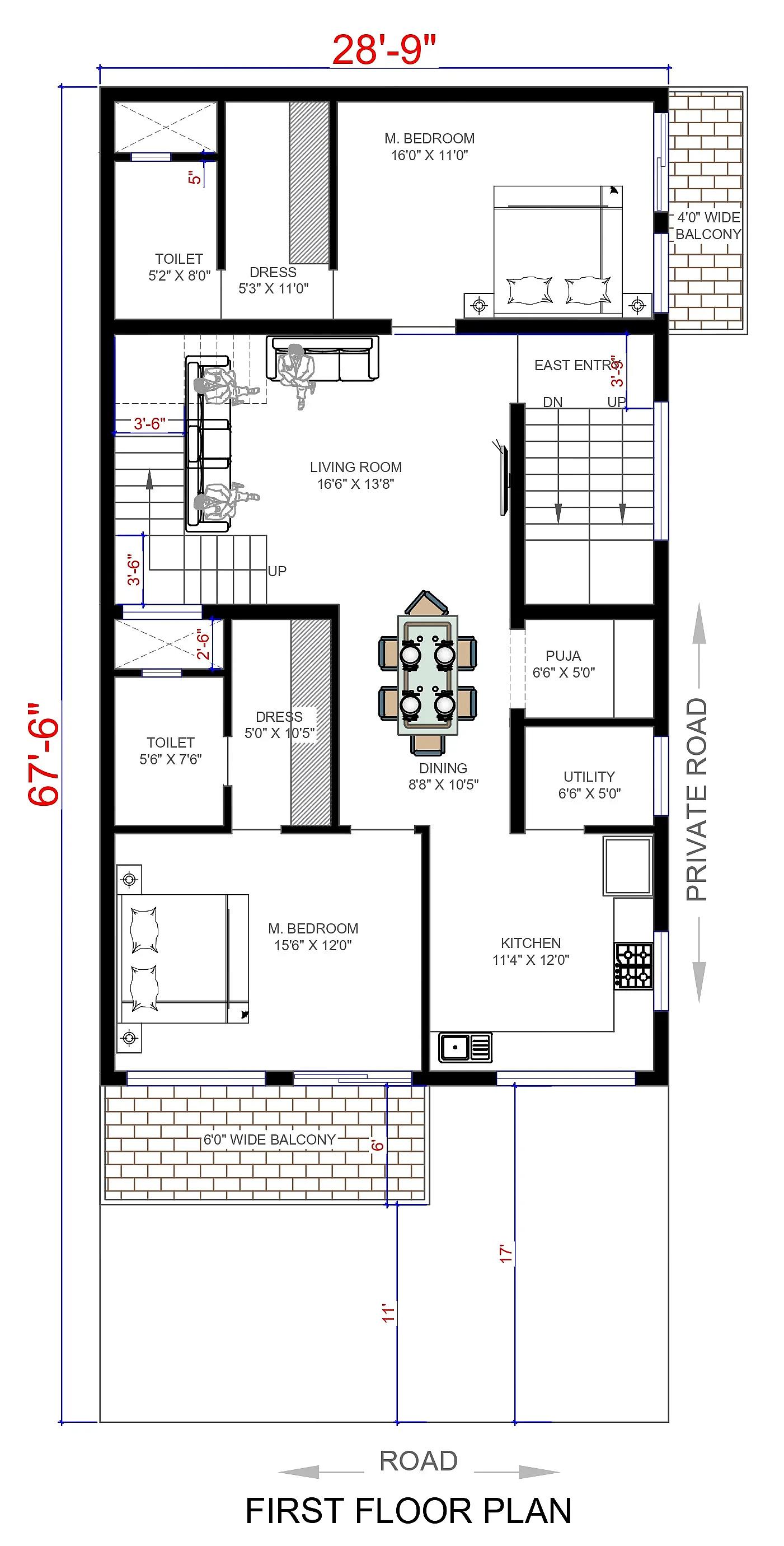 30X68 Residential House with Rental House plan- 2040 sqft Residential Cum Commercial house design At Ashok Vatika thumbnail 3 — Project ID 7575