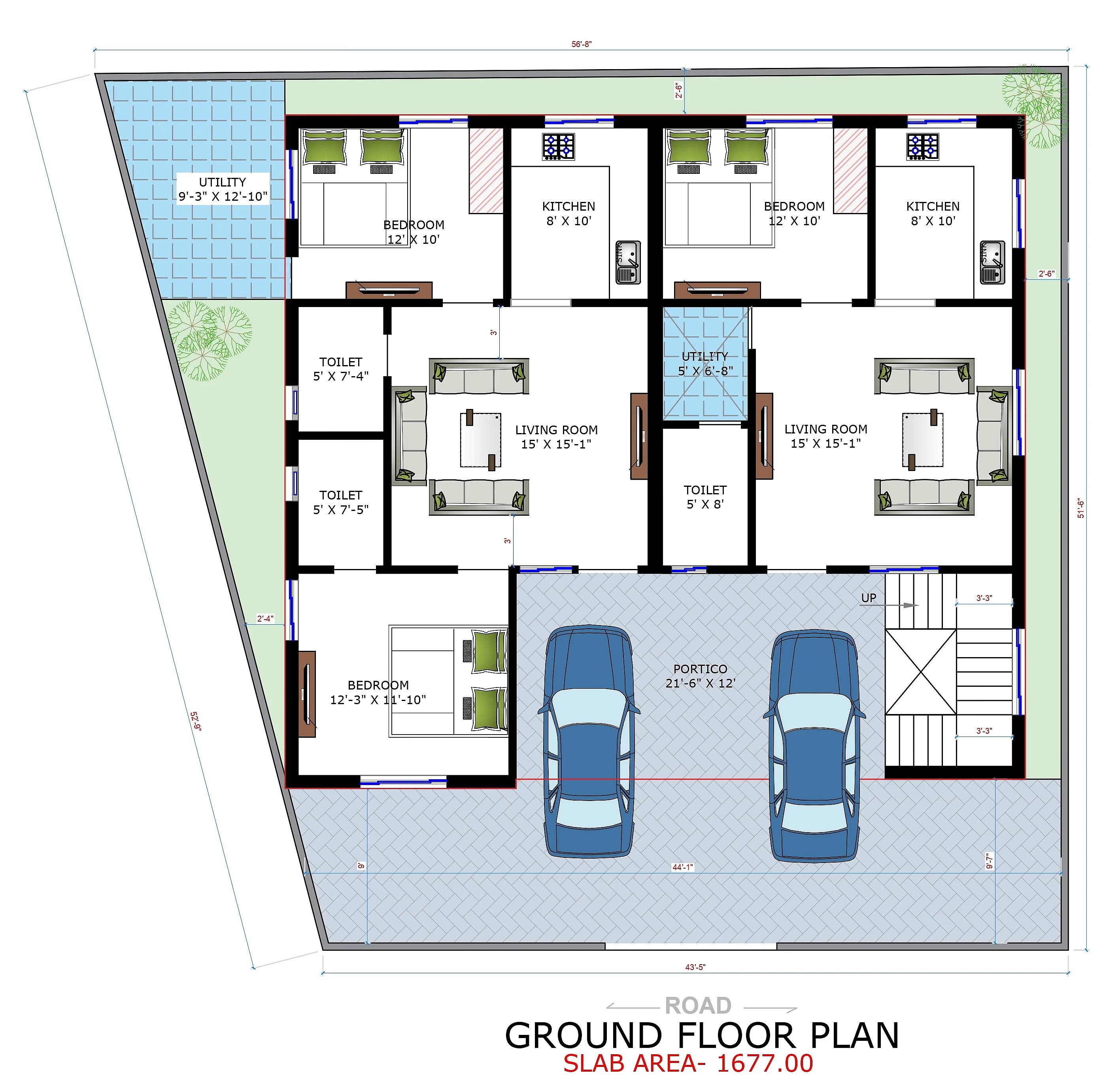 52X56 House plan- 2912 sqft Residential house design At Kendujhar [OR]