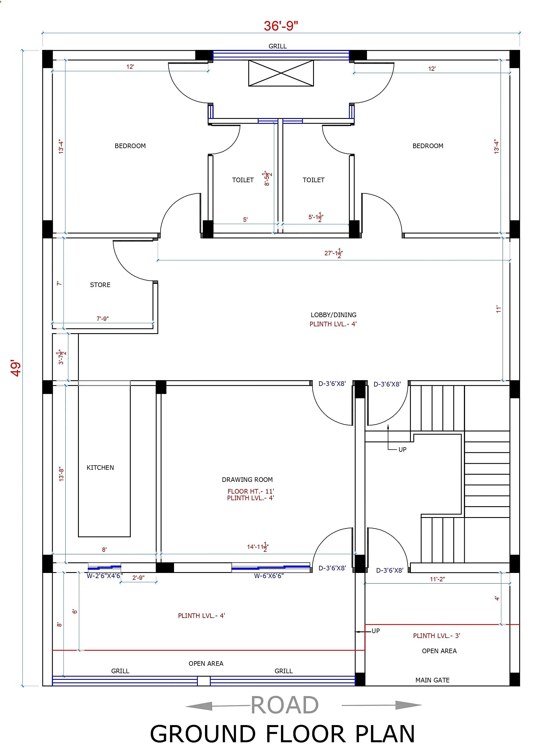 35X50 House plan- 1750 sqft Residential house design At NewDelhi thumbnail 5 — Project ID 7580