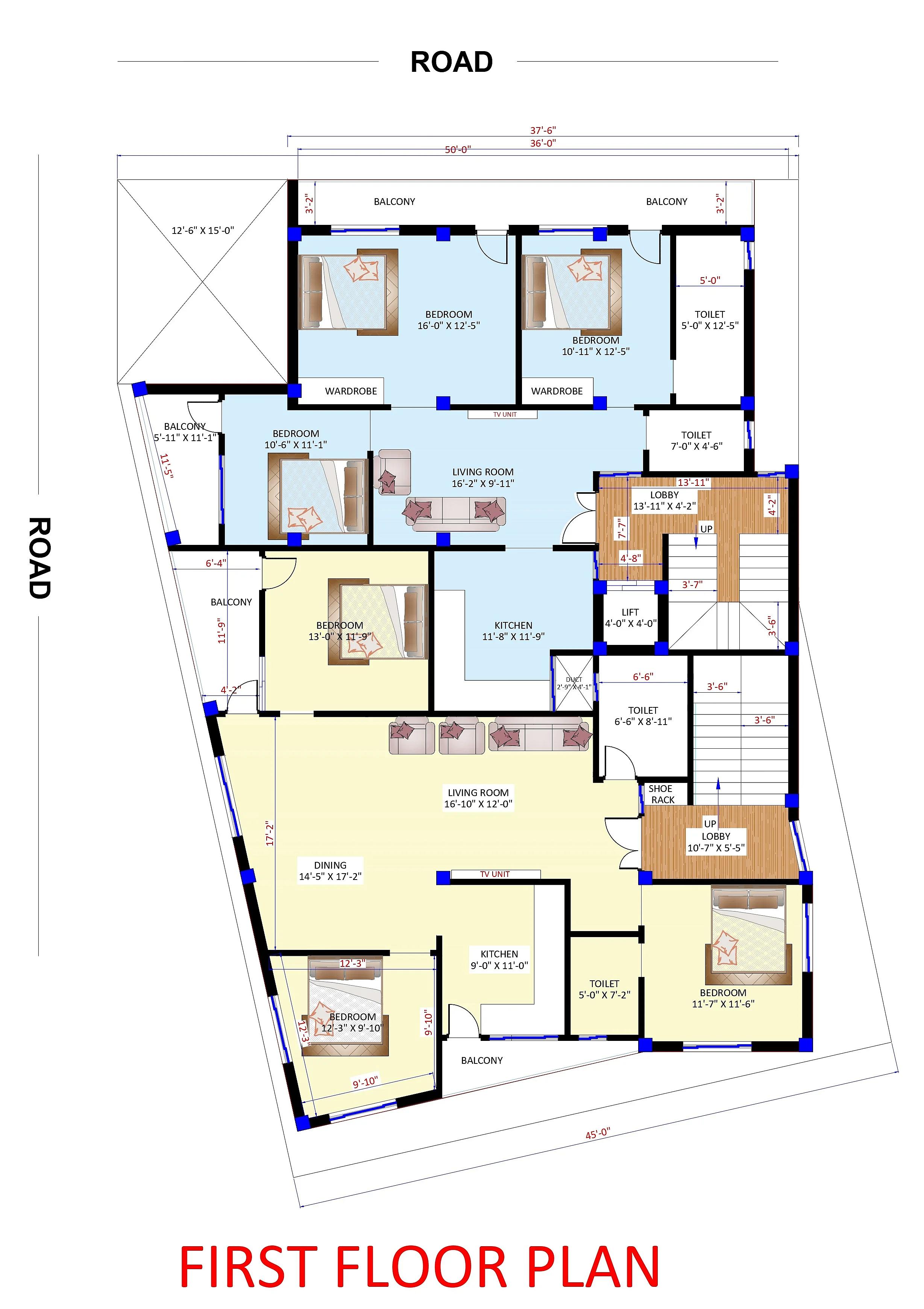 45X80 Shopping complex with rental apartment plan- 3600 sqft Residential Cum Commercial house design At Jamshedpur [JH]