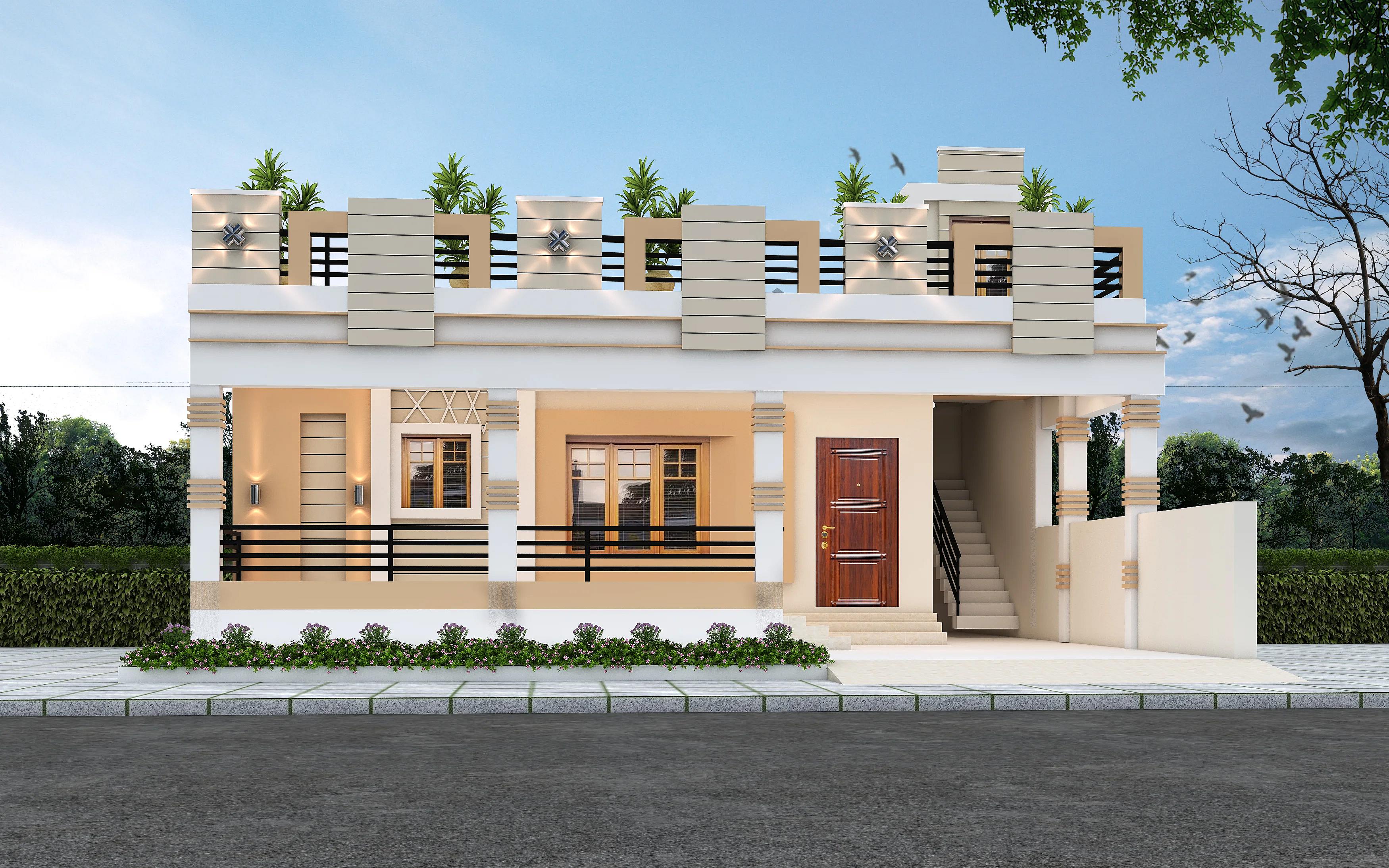 50X35 House plan- 1750 sqft Residential house design At Dindigul — photo 1 — Project ID 7591