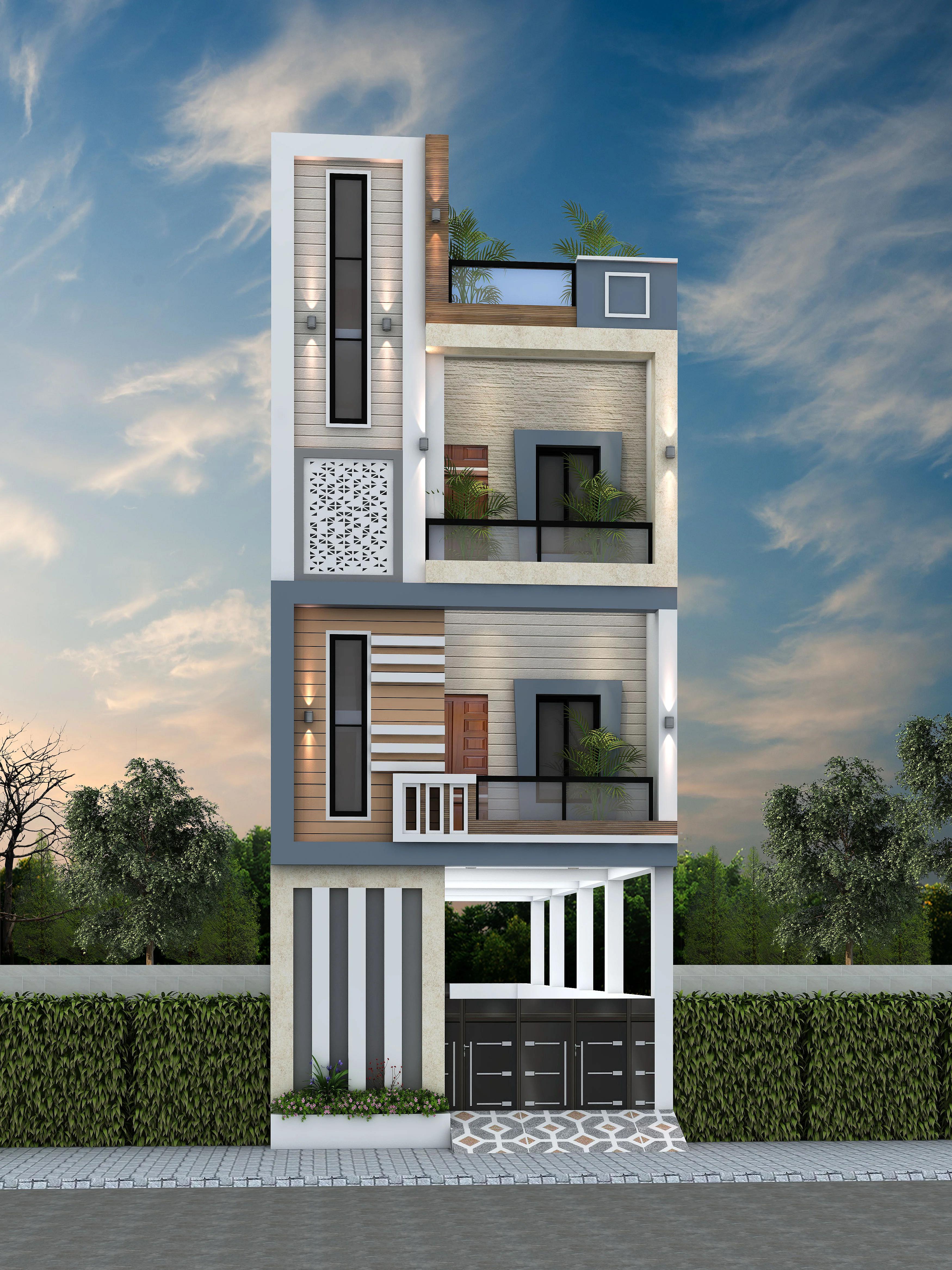 18X60 House plan- 1080 sqft Residential house design At Kahalgoan [BR] front elevation, 18x60 ft plot, south facing, G+2, Kahalgoan