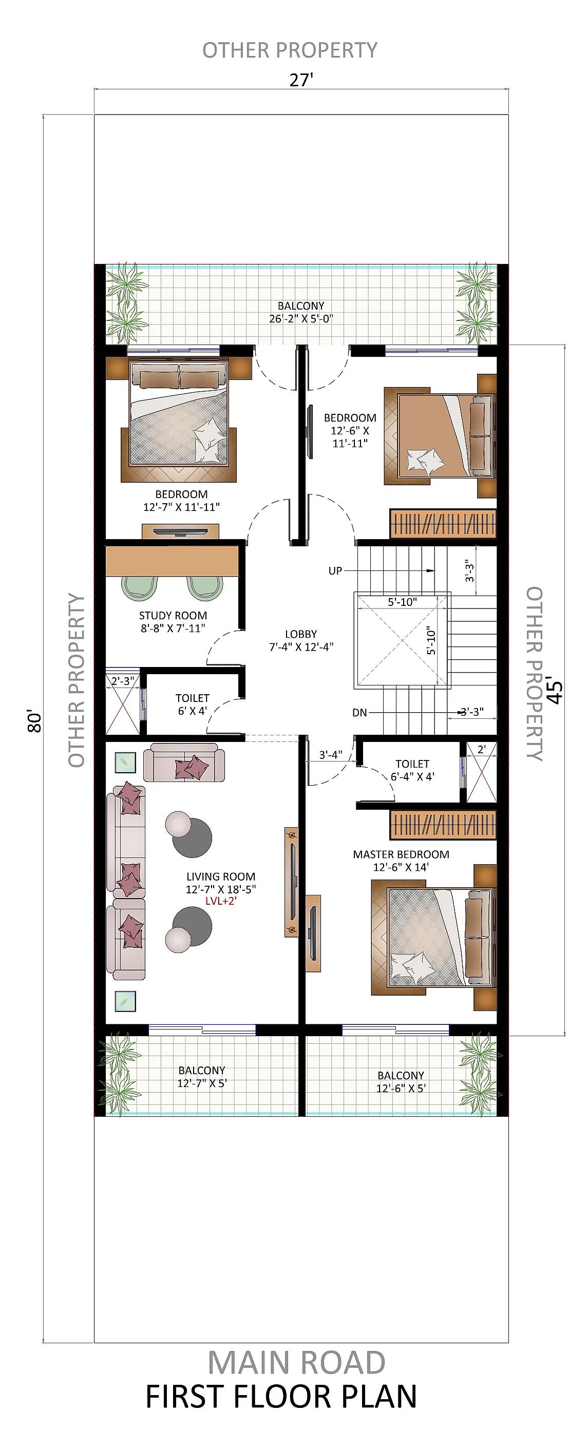 27X80 House plan- 2160 sqft Residential house design At Indore [MP]