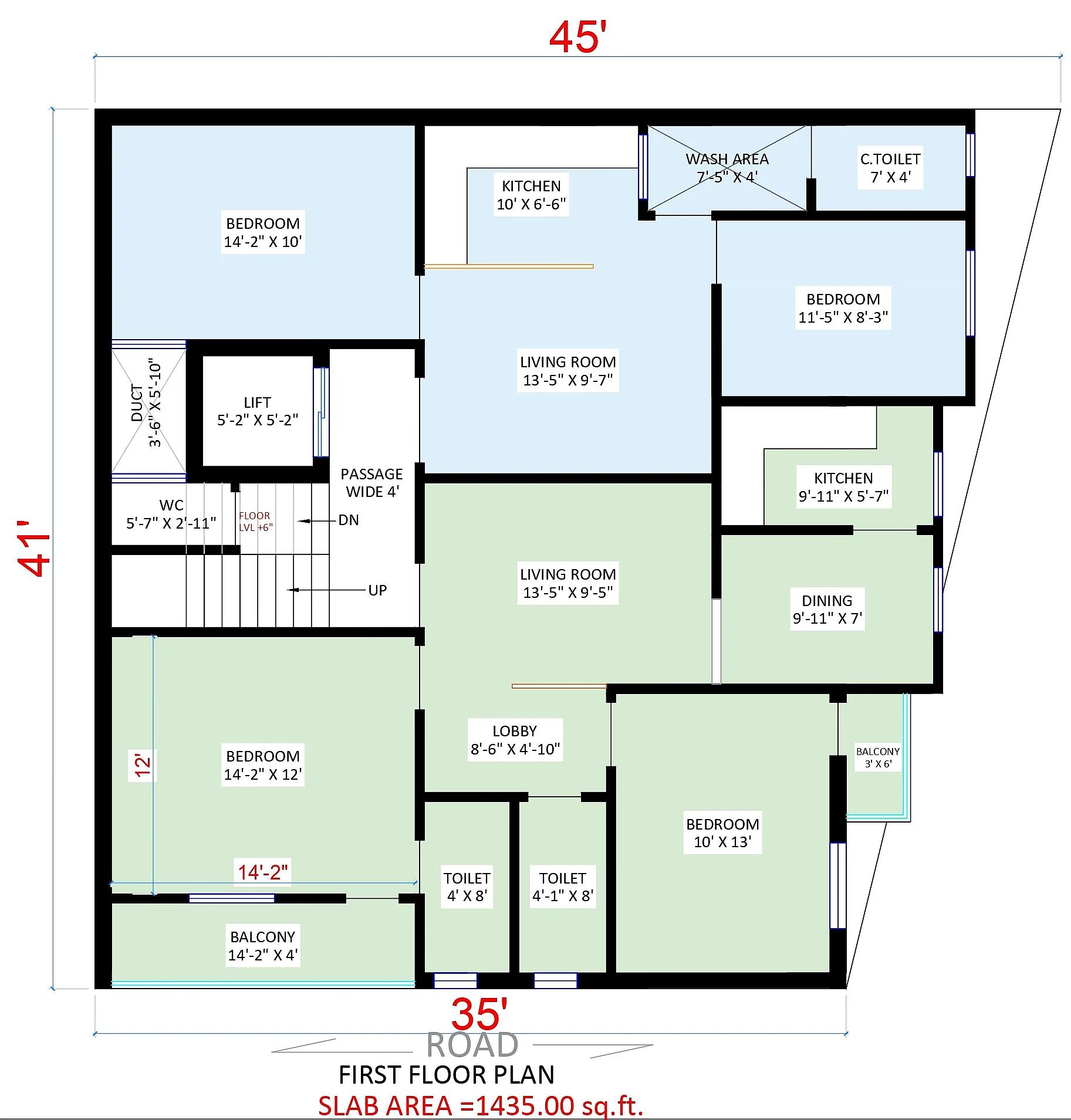 45X40 Shopping Complex With Rental House plan- 1800 sqft Residential Cum Commercial house design At Kota thumbnail 3 — Project ID 7611