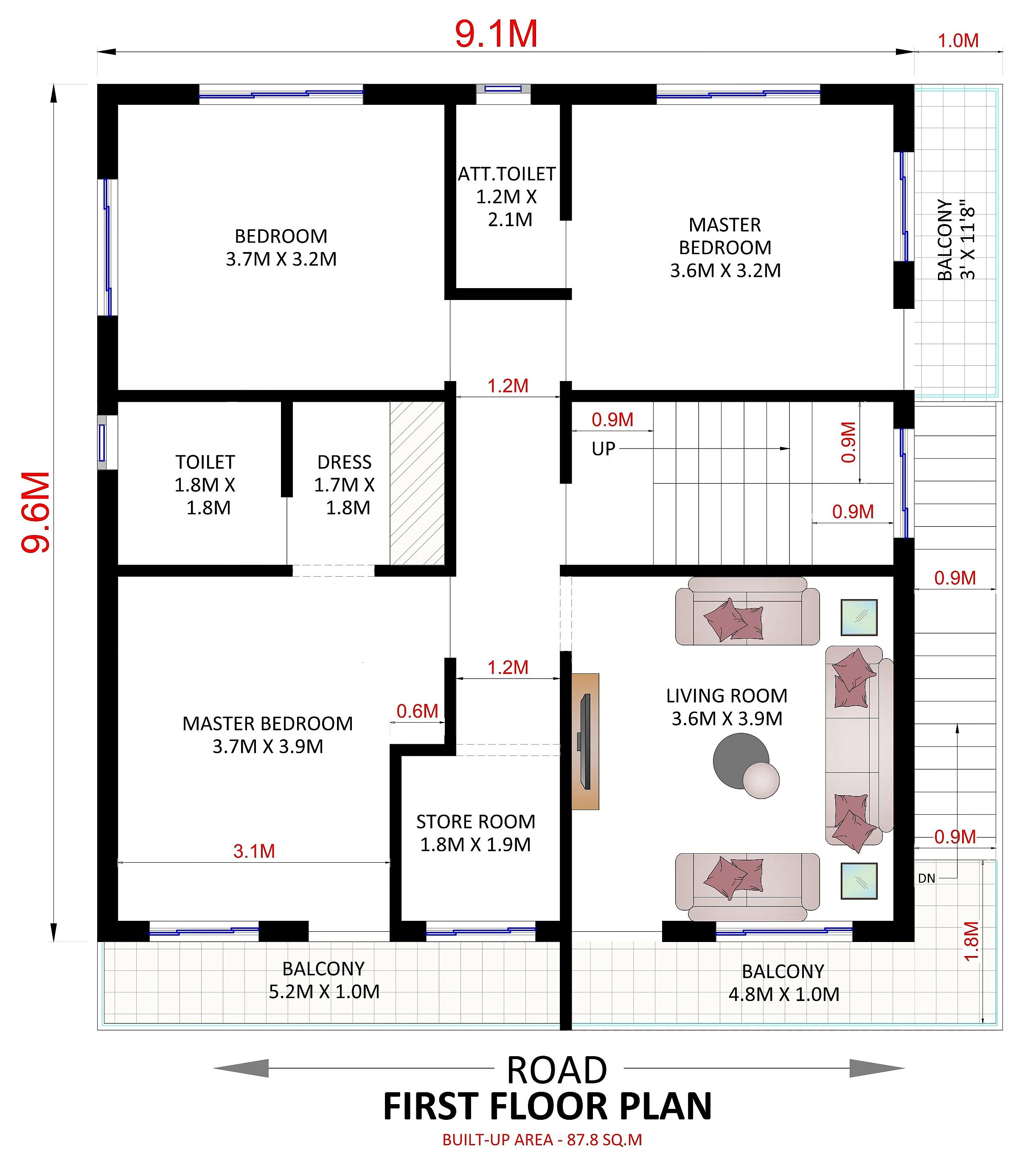 30X33 Home plan- 990 sqft Residential house design At Sanquelim thumbnail 2 — Project ID 7614