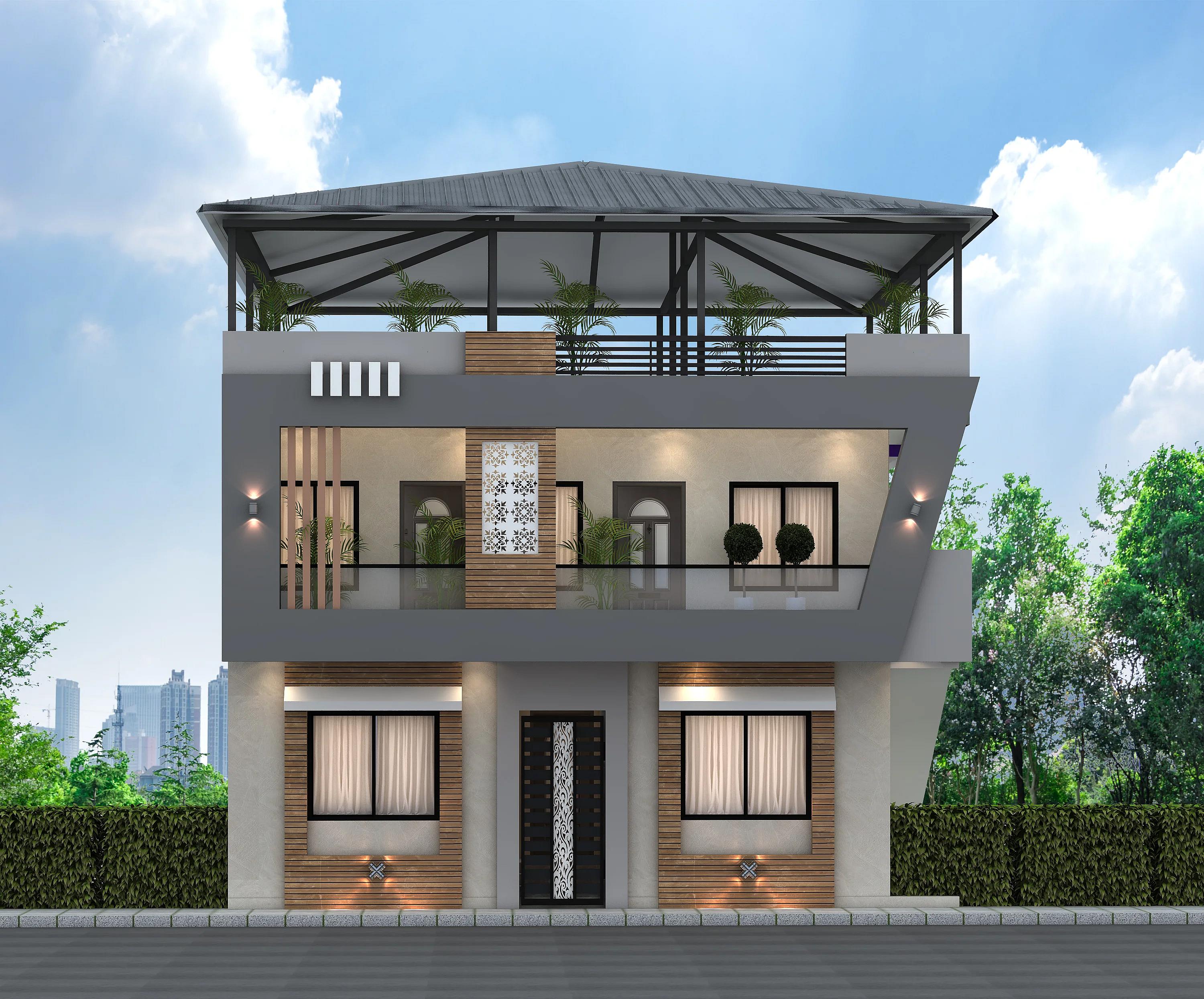 30X33 Home plan- 990 sqft Residential house design At Sanquelim [GOA] front elevation, 30x33 ft plot, 5 BHK, east facing, G+1, Sanquelim