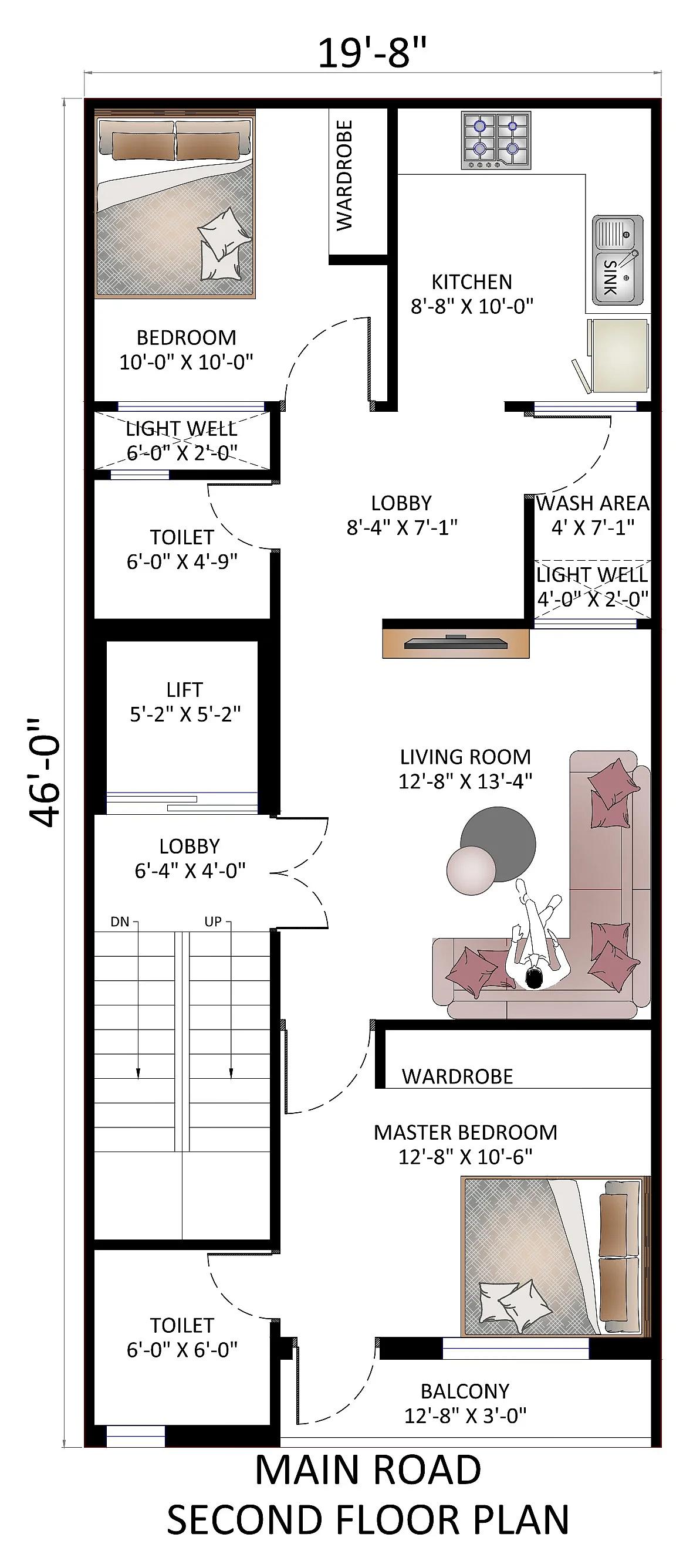 20X46 House plan- 920 sqft Residential house design At Jaipur thumbnail 2 — Project ID 7616