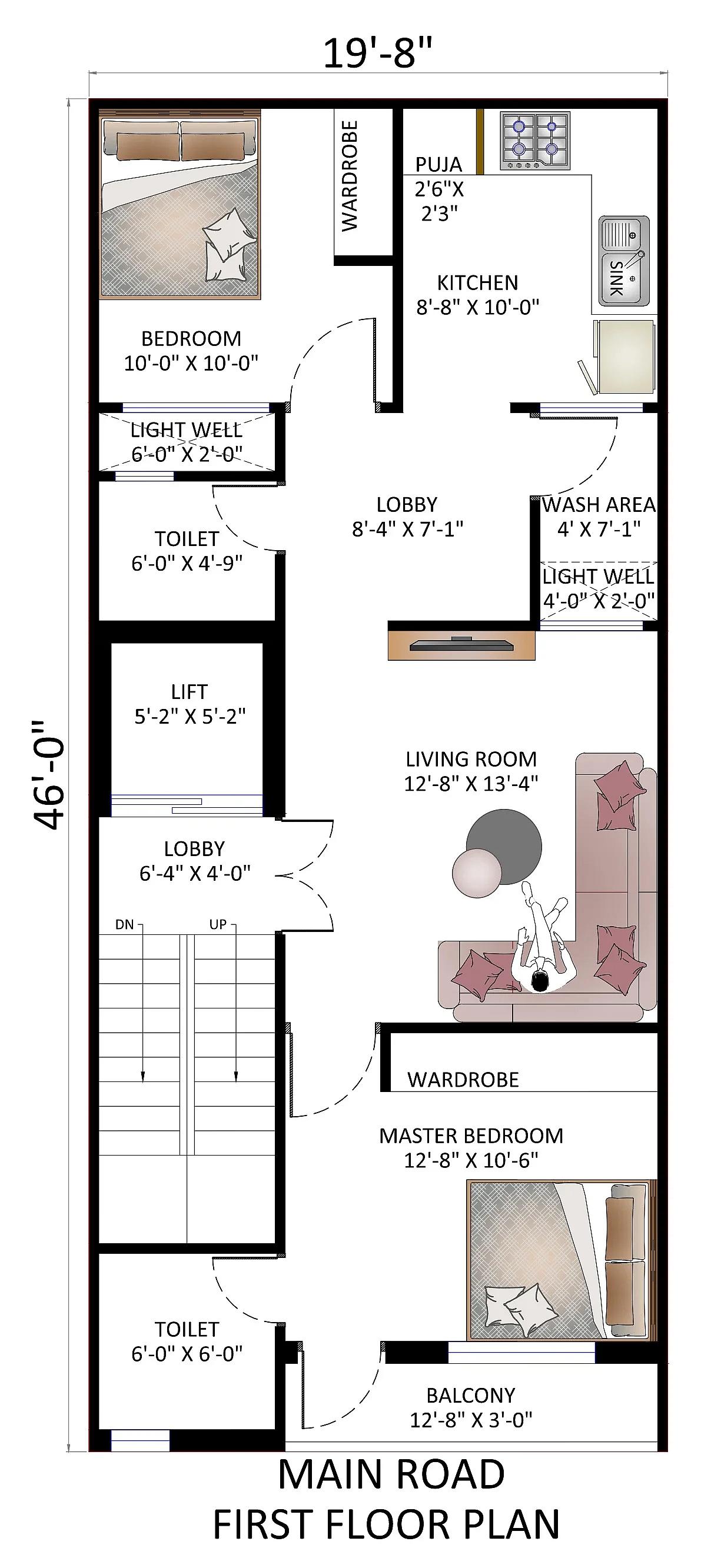 20X46 House plan- 920 sqft Residential house design At Jaipur thumbnail 3 — Project ID 7616