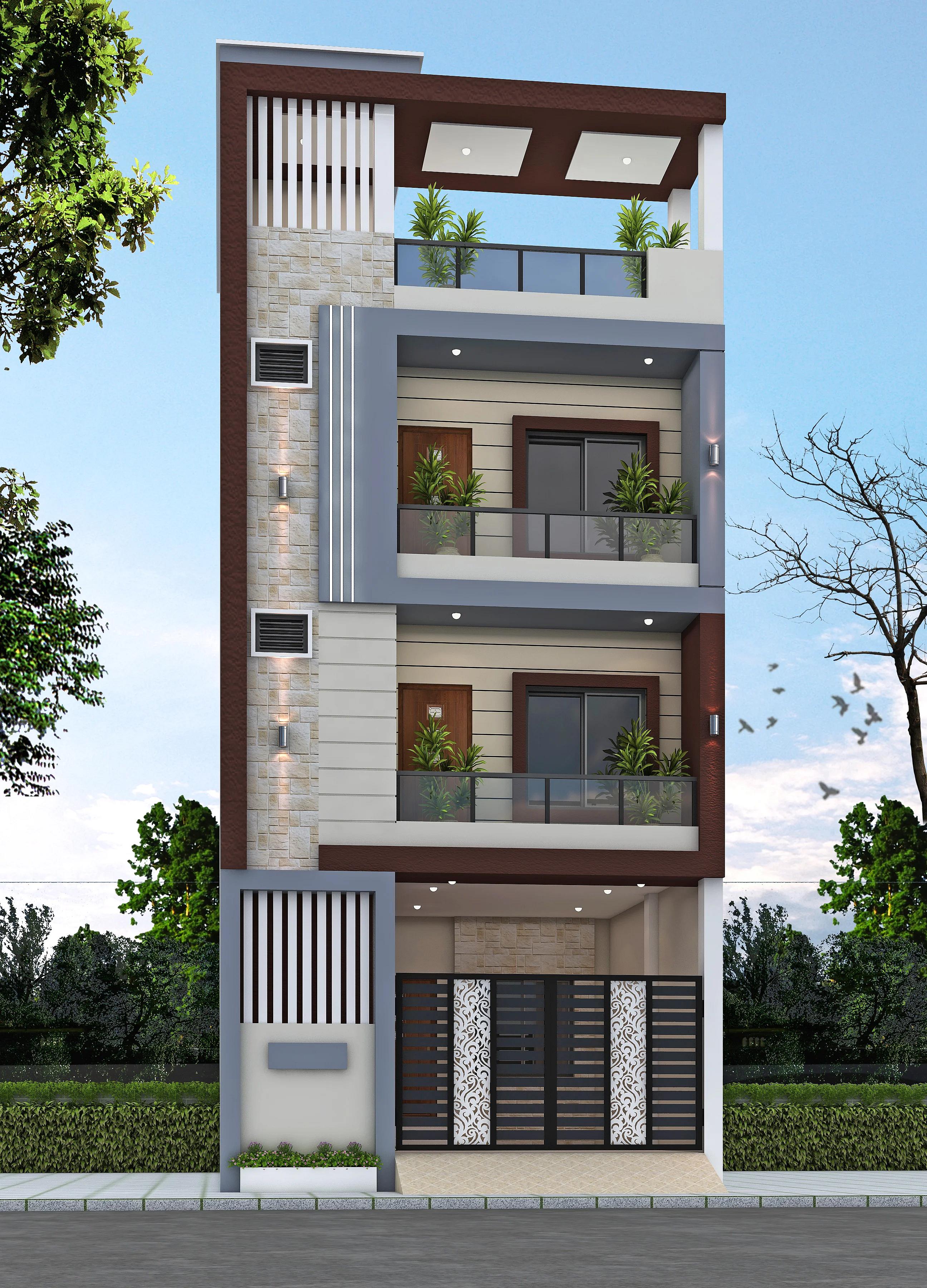 20X46 House plan- 920 sqft Residential house design At Jaipur [RJ] front elevation, 20x46 ft plot, 1 BHK, west facing, G+2, Jaipur