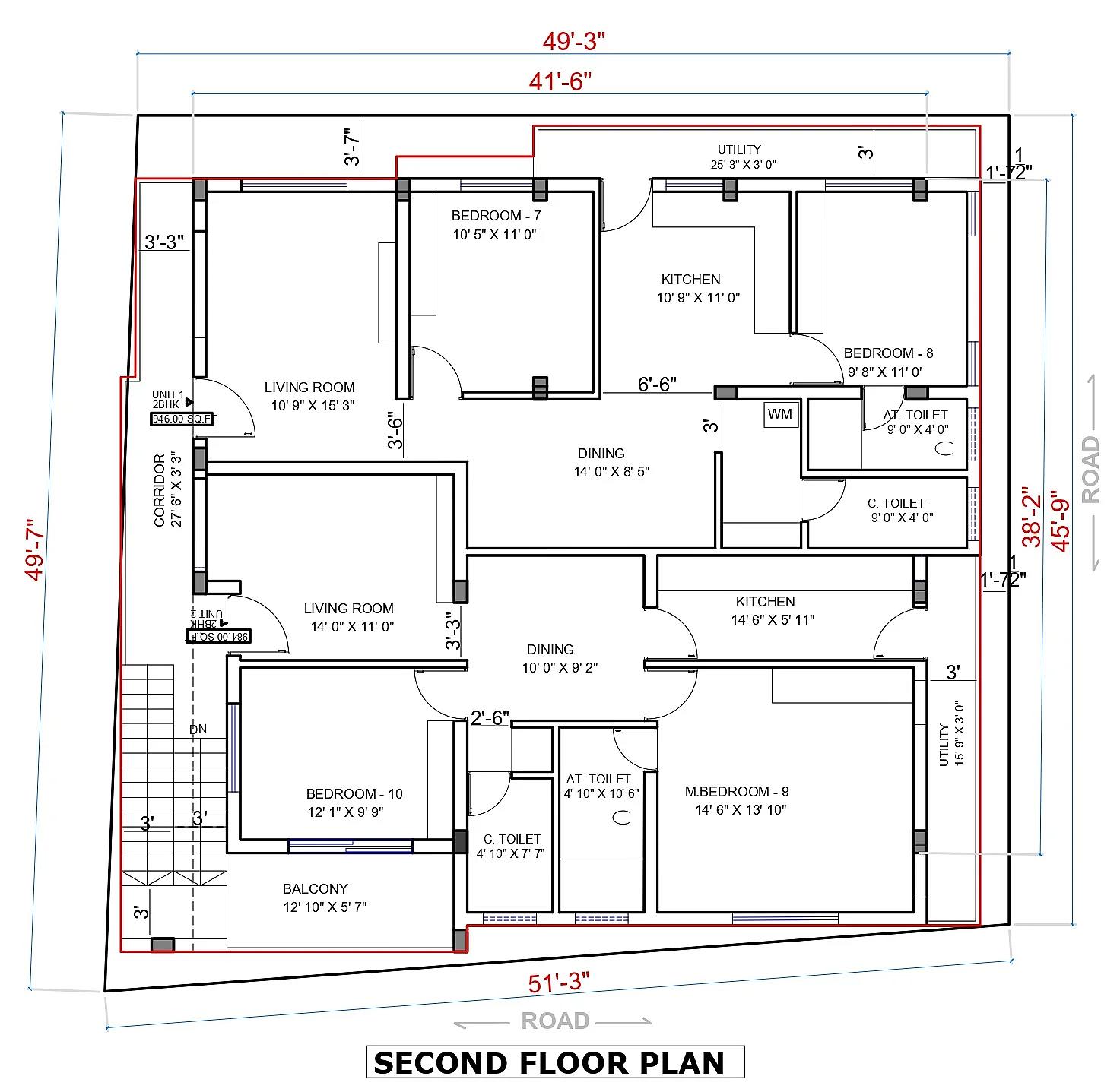 50X50 Rental House with Office plan- 2500 sqft Residential Cum Commercial house design At Dharwad thumbnail 2 — Project ID 7621