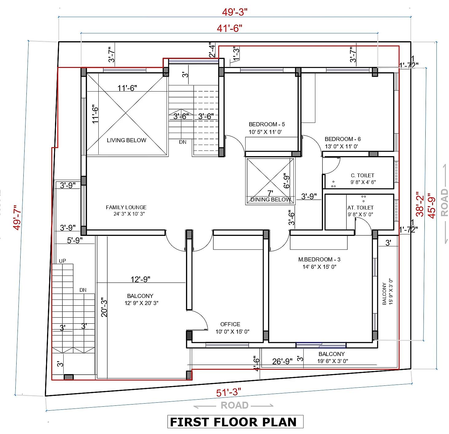 50X50 Rental House with Office plan- 2500 sqft Residential Cum Commercial house design At Dharwad thumbnail 3 — Project ID 7621