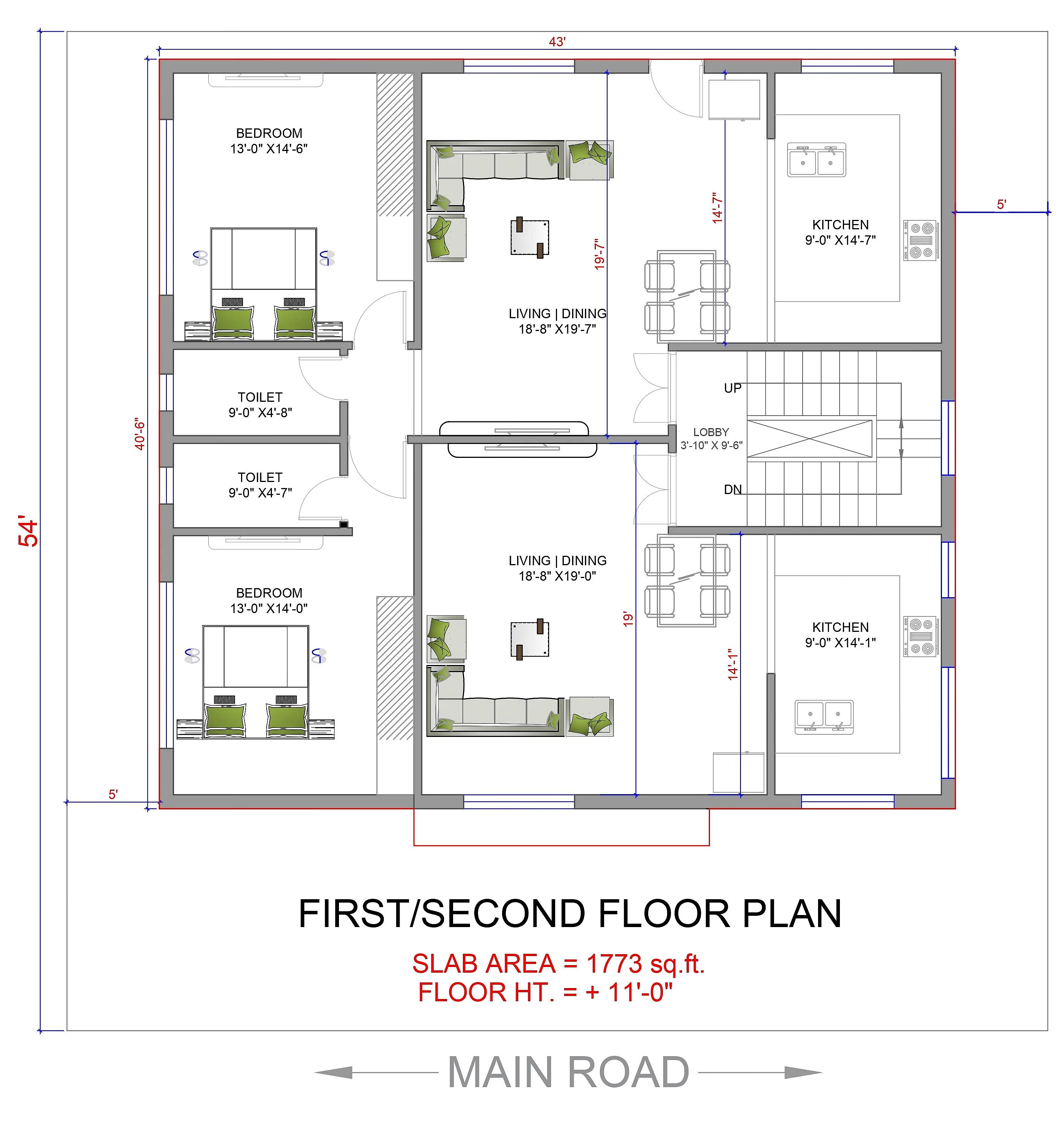 53X54 Apartment plan- 2862 sqft Residential Cum Commercial house design At Guwahati [AS]
