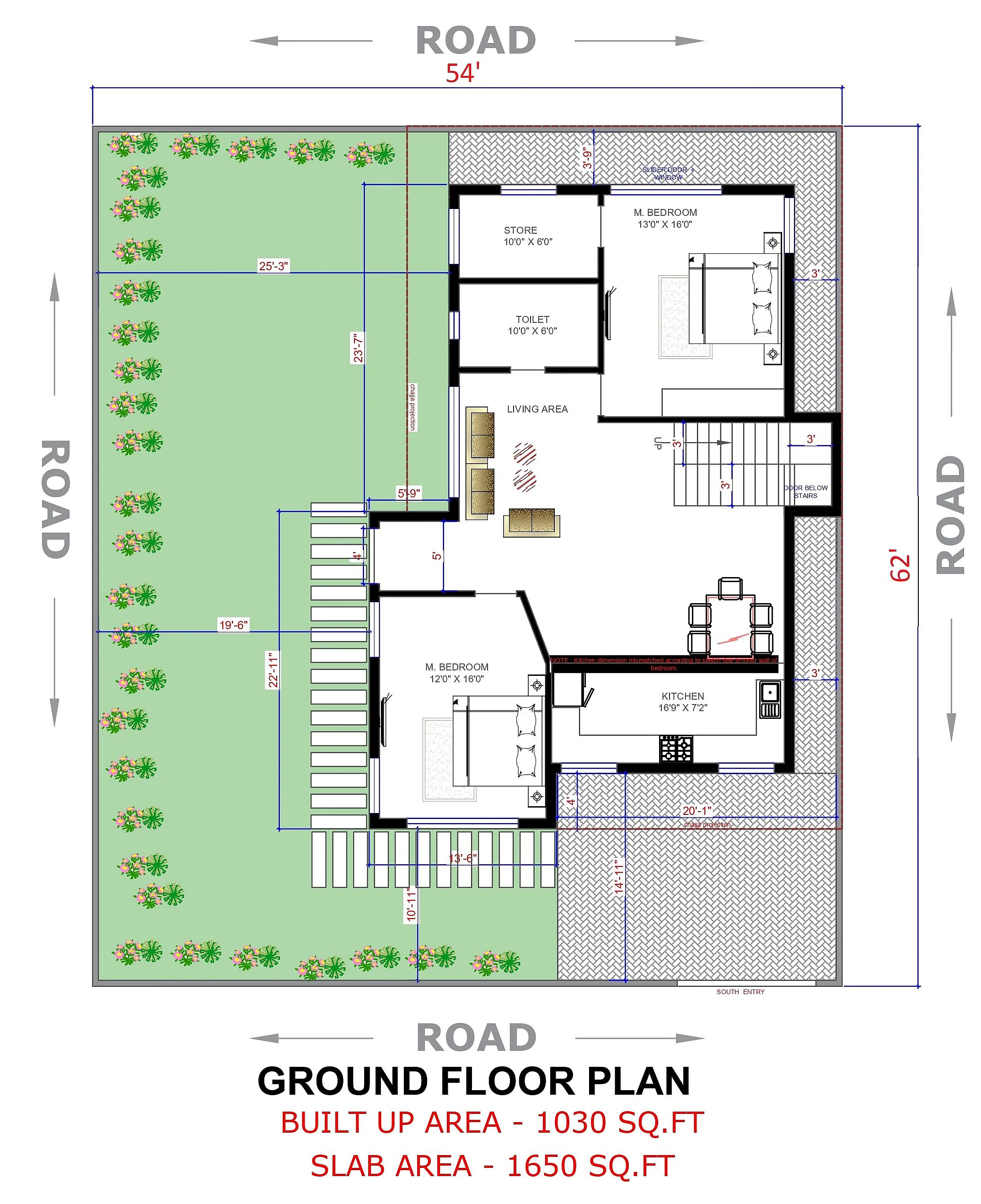 54X62 House plan- 3348 sqft Residential house design At Gurgaon thumbnail 2 — Project ID 7626