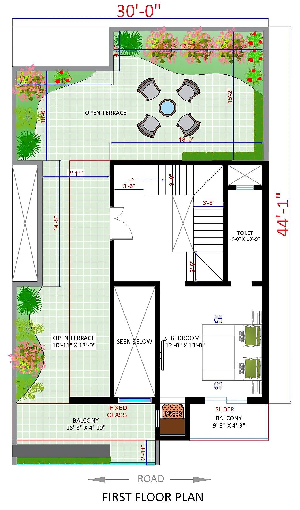 30X45 House plan- 1350 sqft Residential house design At Srikakulam [AP]