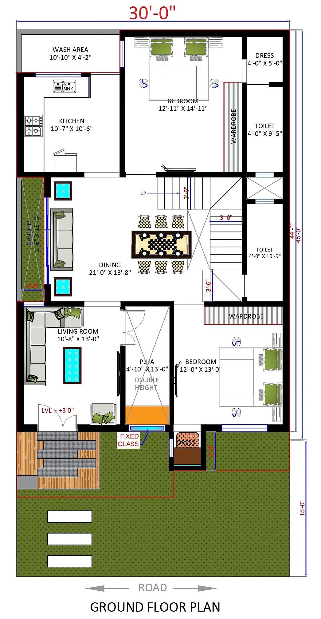 30X45 House plan- 1350 sqft Residential house design At Srikakulam thumbnail 2 — Project ID 7637