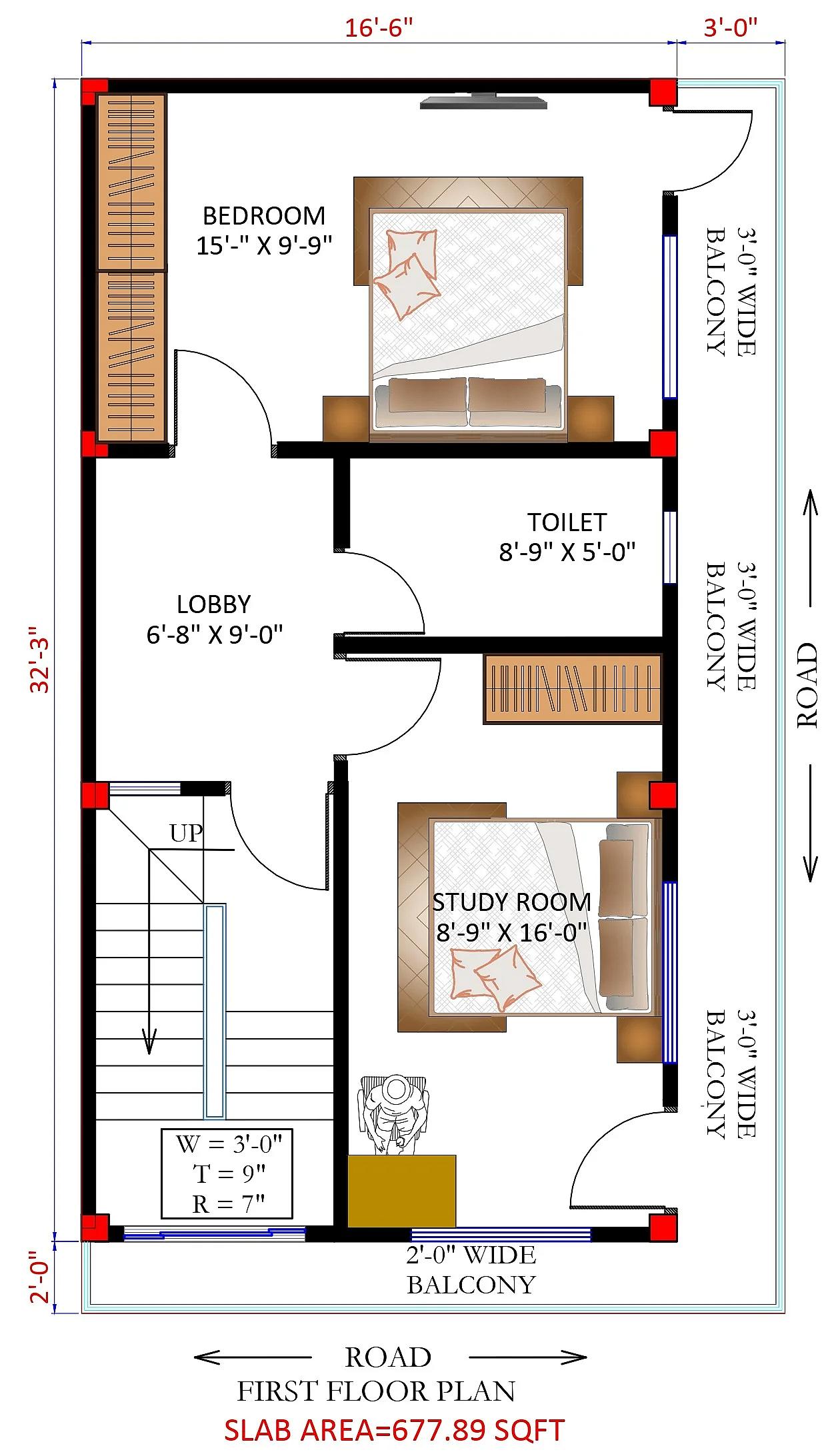 16X32 House plan- 512 sqft Residential house design At Kanpur thumbnail 2 — Project ID 7663