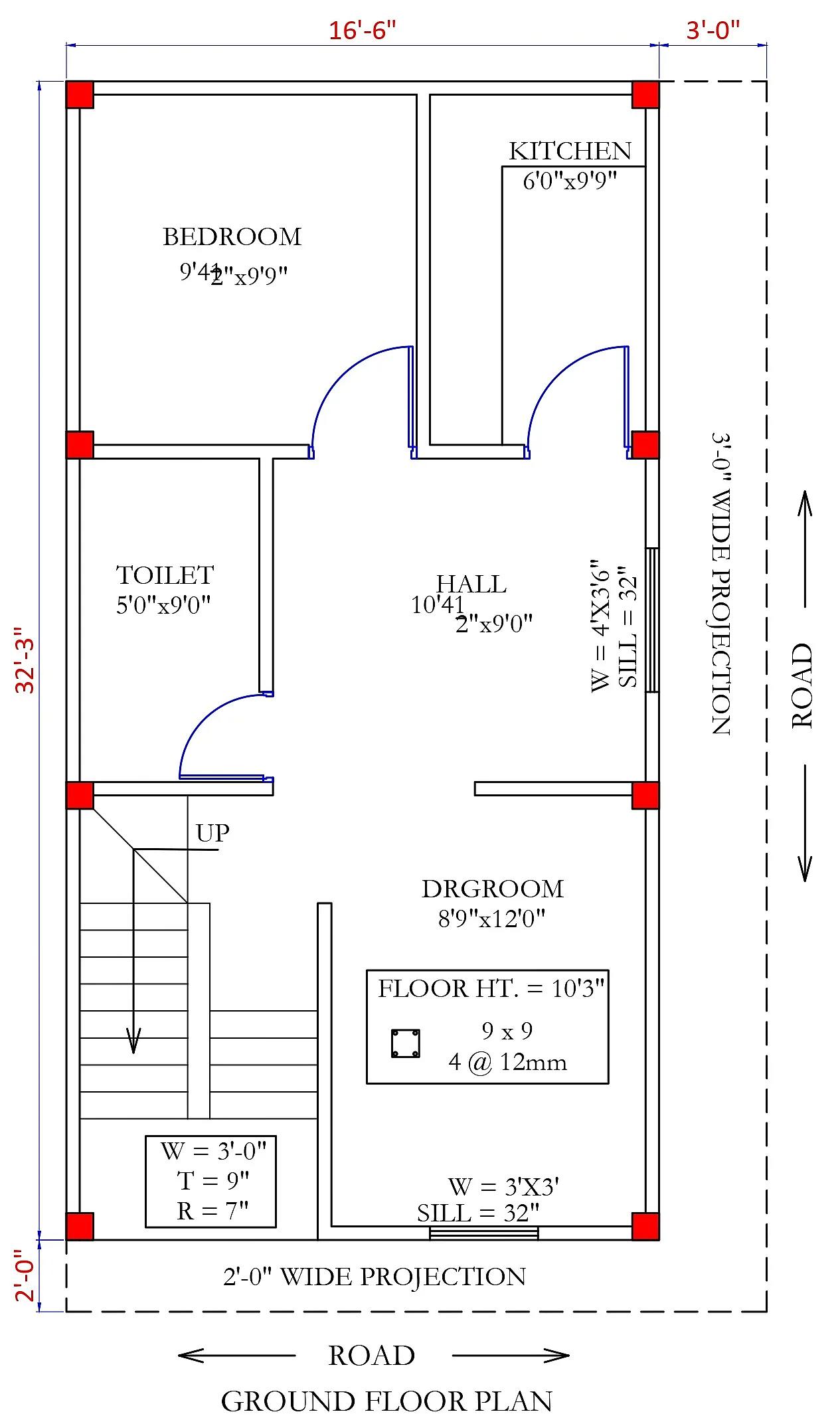 16X32 House plan- 512 sqft Residential house design At Kanpur thumbnail 3 — Project ID 7663