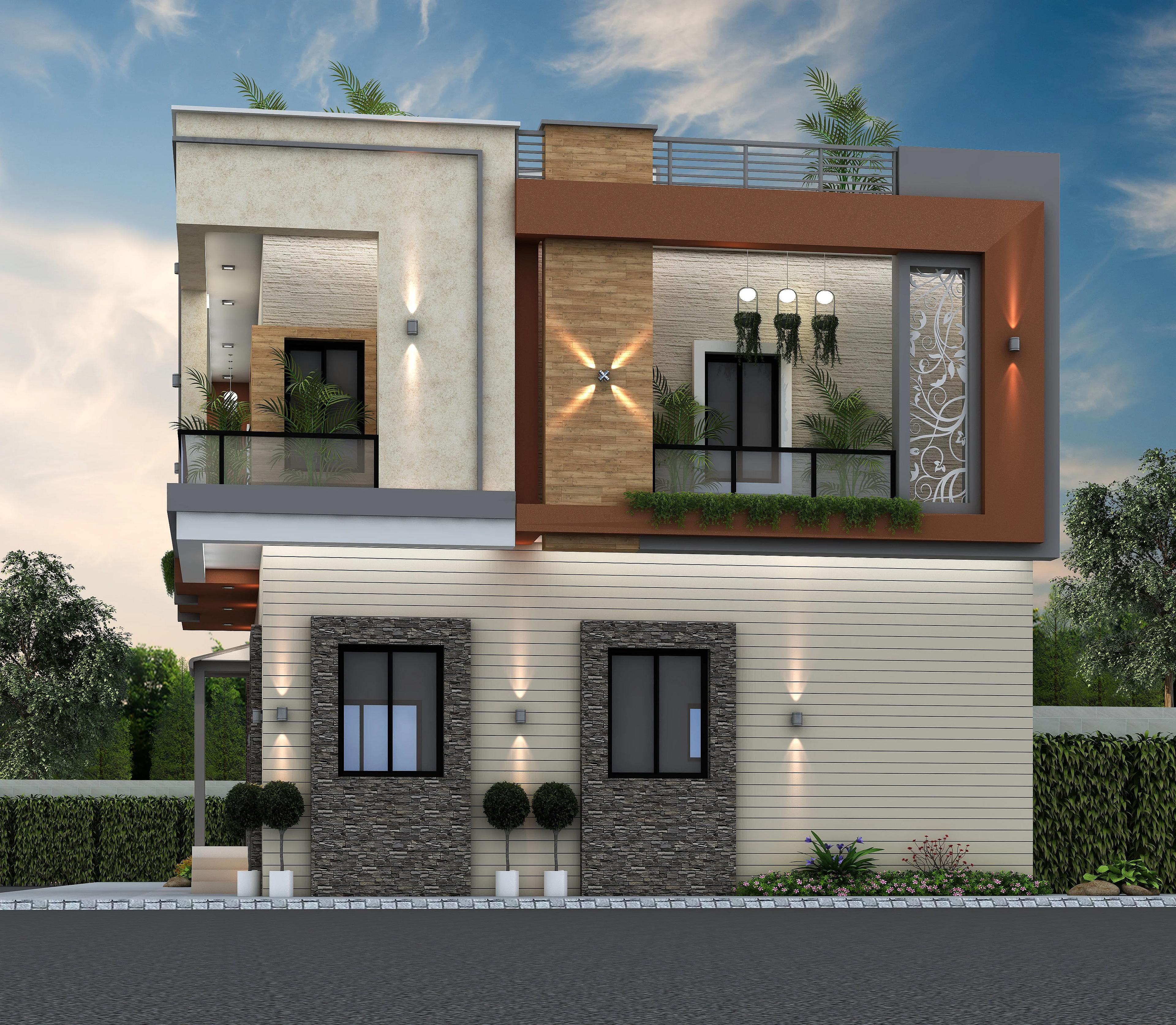 30X30 House plan- 900 sqft Residential house design At Ahmednagar [MH] front elevation, 30x30 ft plot, 4 BHK, north facing, G+1, Ahmednagar