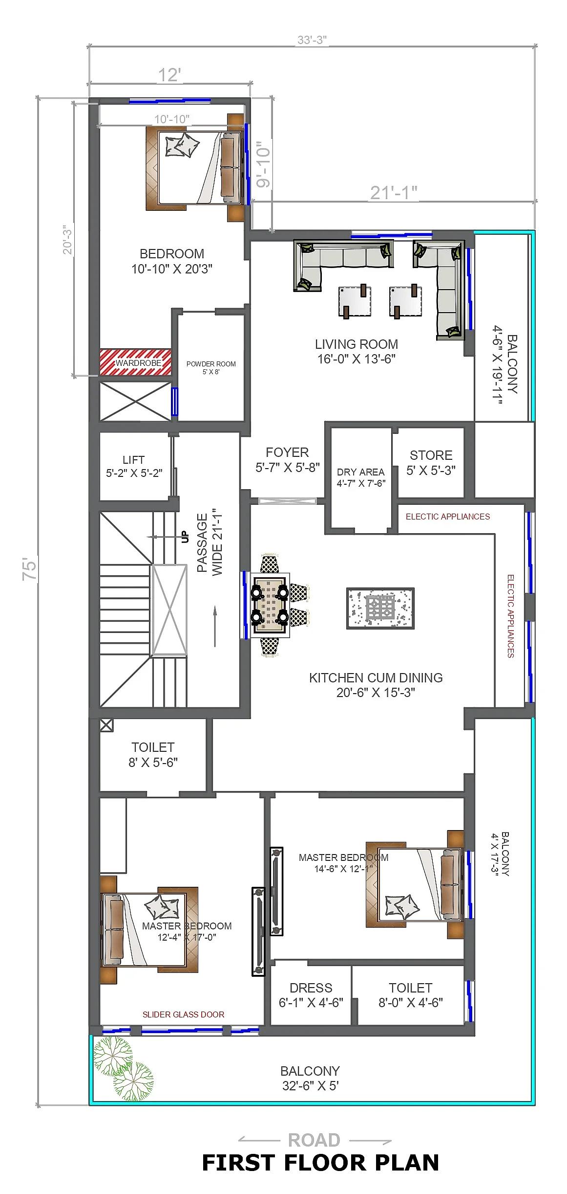 33X73 Residential House with Rental House plan- 2409 sqft Residential Cum Commercial house design At Noida — photo 2 — Project ID 7668