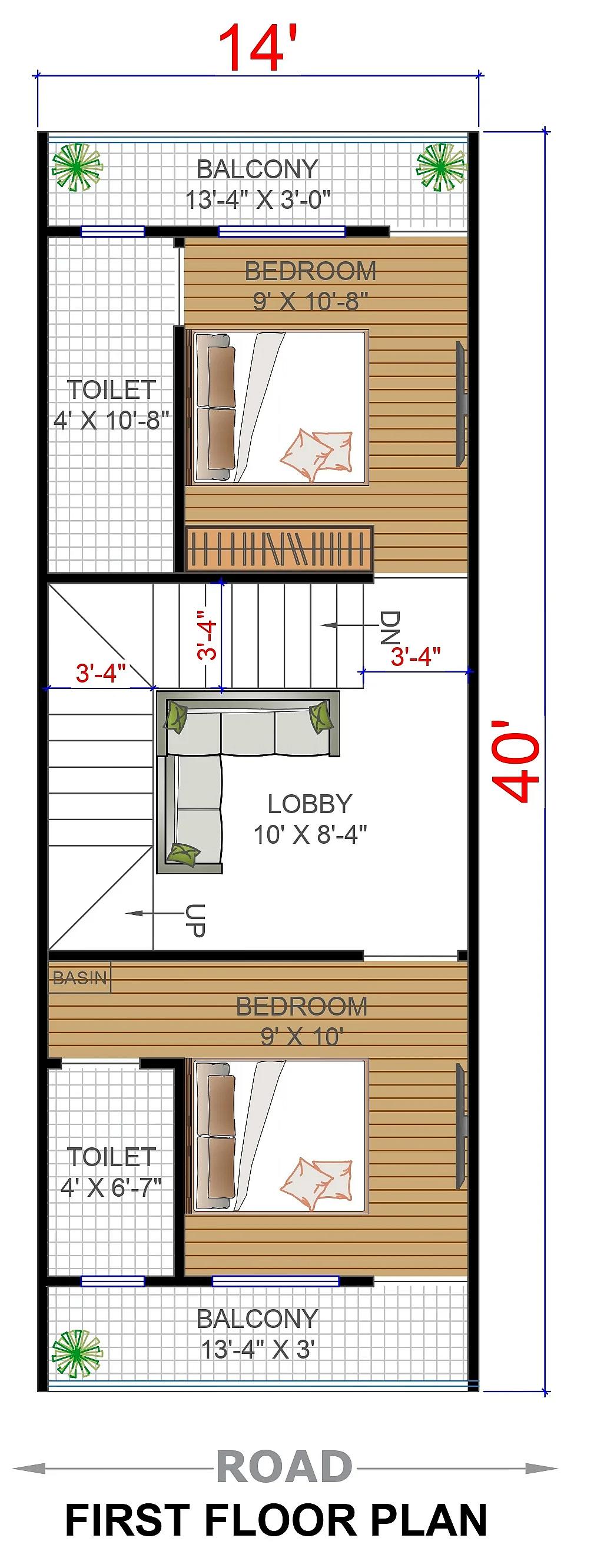 14X40 House plan- 560 sqft Residential house design At Indore thumbnail 2 — Project ID 7672