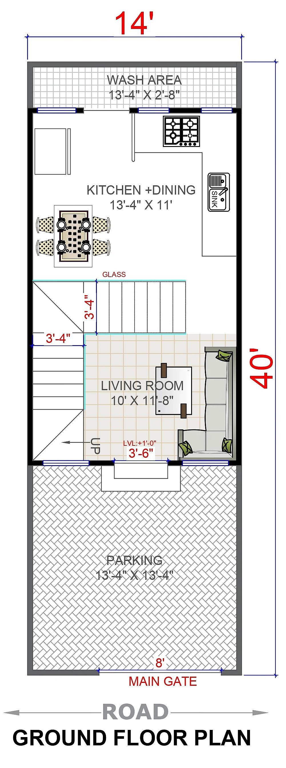 14X40 House plan- 560 sqft Residential house design At Indore thumbnail 3 — Project ID 7672