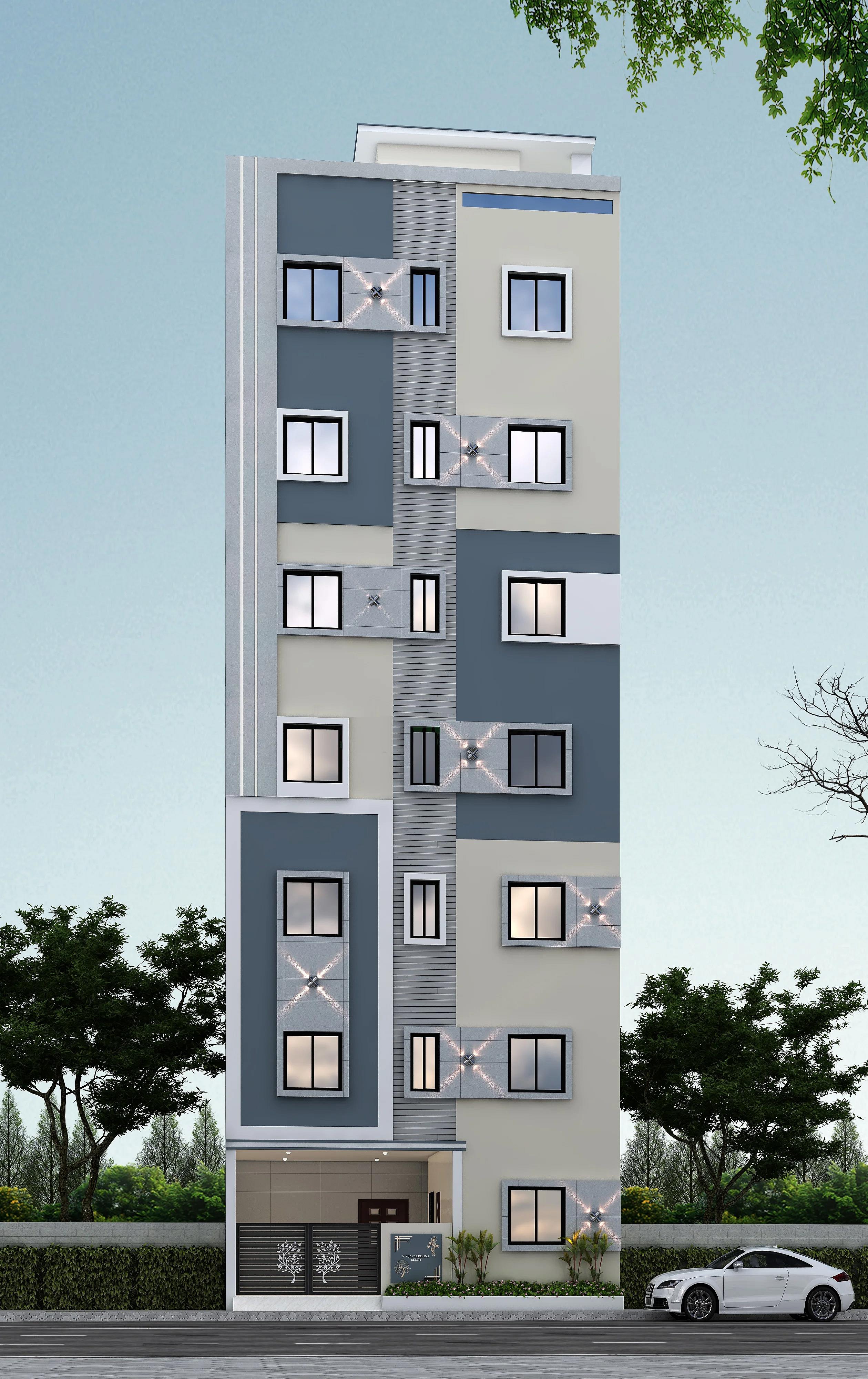 30X40 Hotel plan- 1200 sqft Commercial house design At Bangalore [KA] front elevation, 30x40 ft plot, west facing, G+1, Bangalore