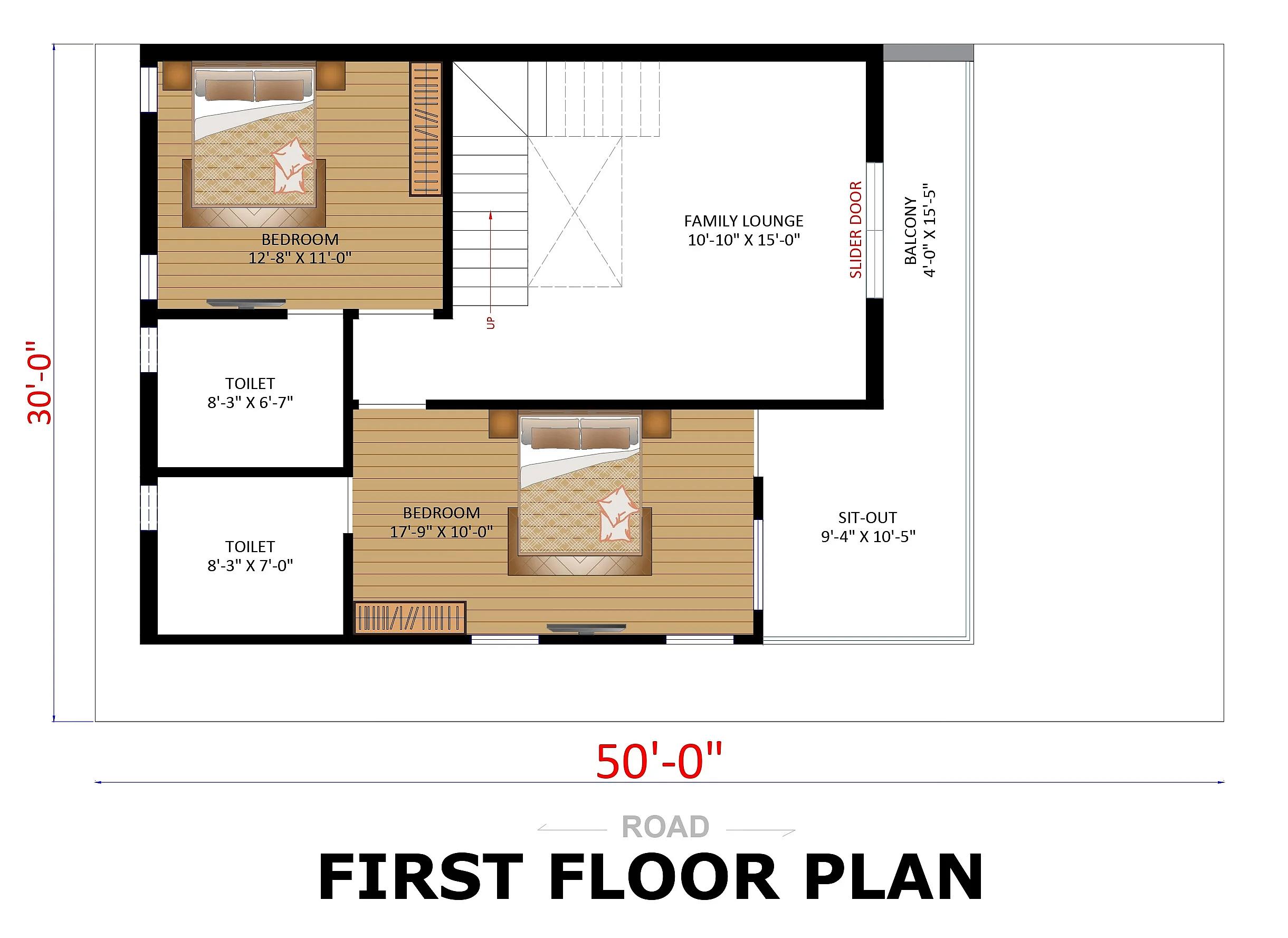50X30 House plan- 1500 sqft Residential house design At Indore thumbnail 2 — Project ID 7708