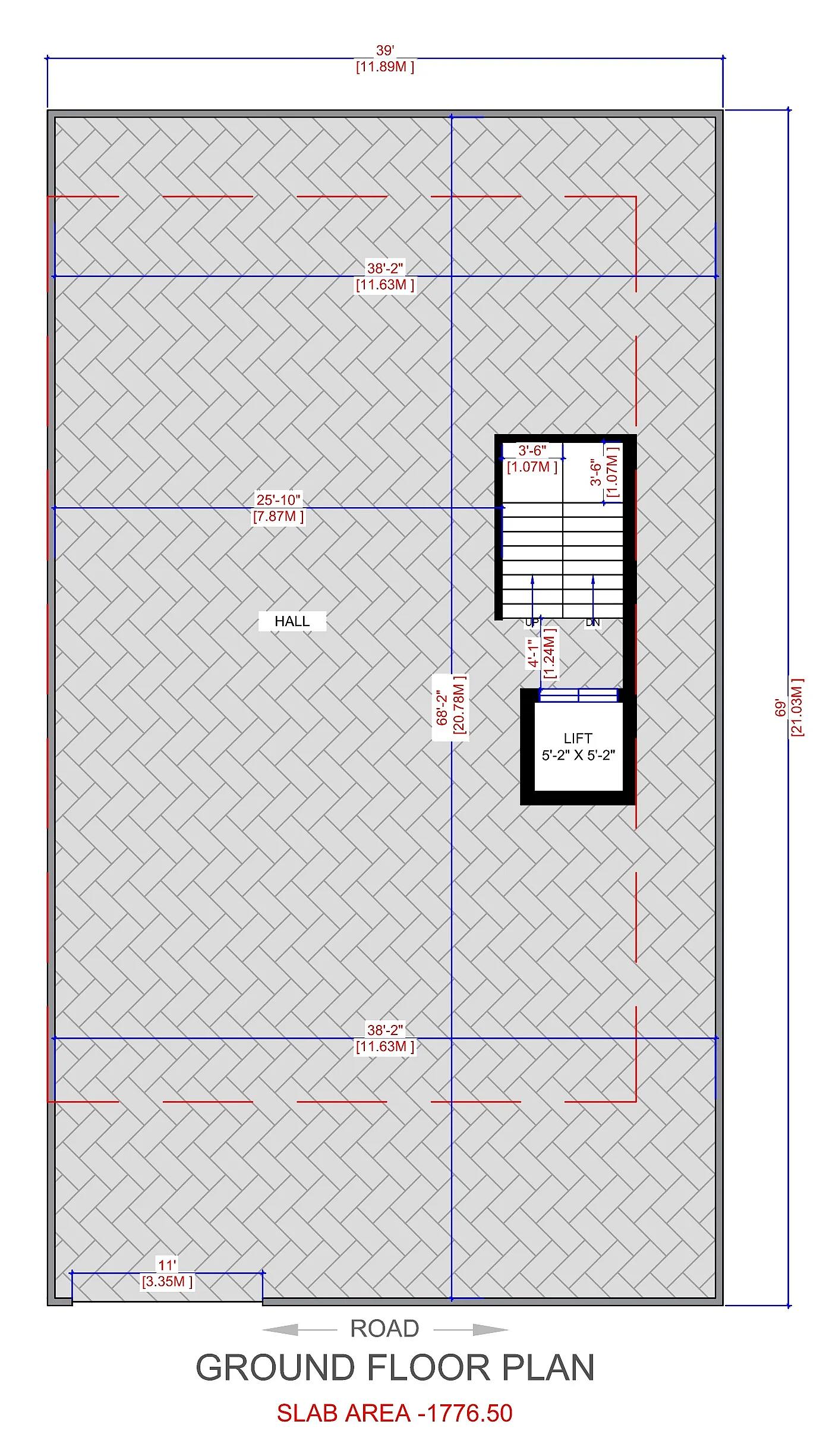 39X69 House plan- 2691 sqft Residential Cum Commercial house design At Indore thumbnail 2 — Project ID 7712