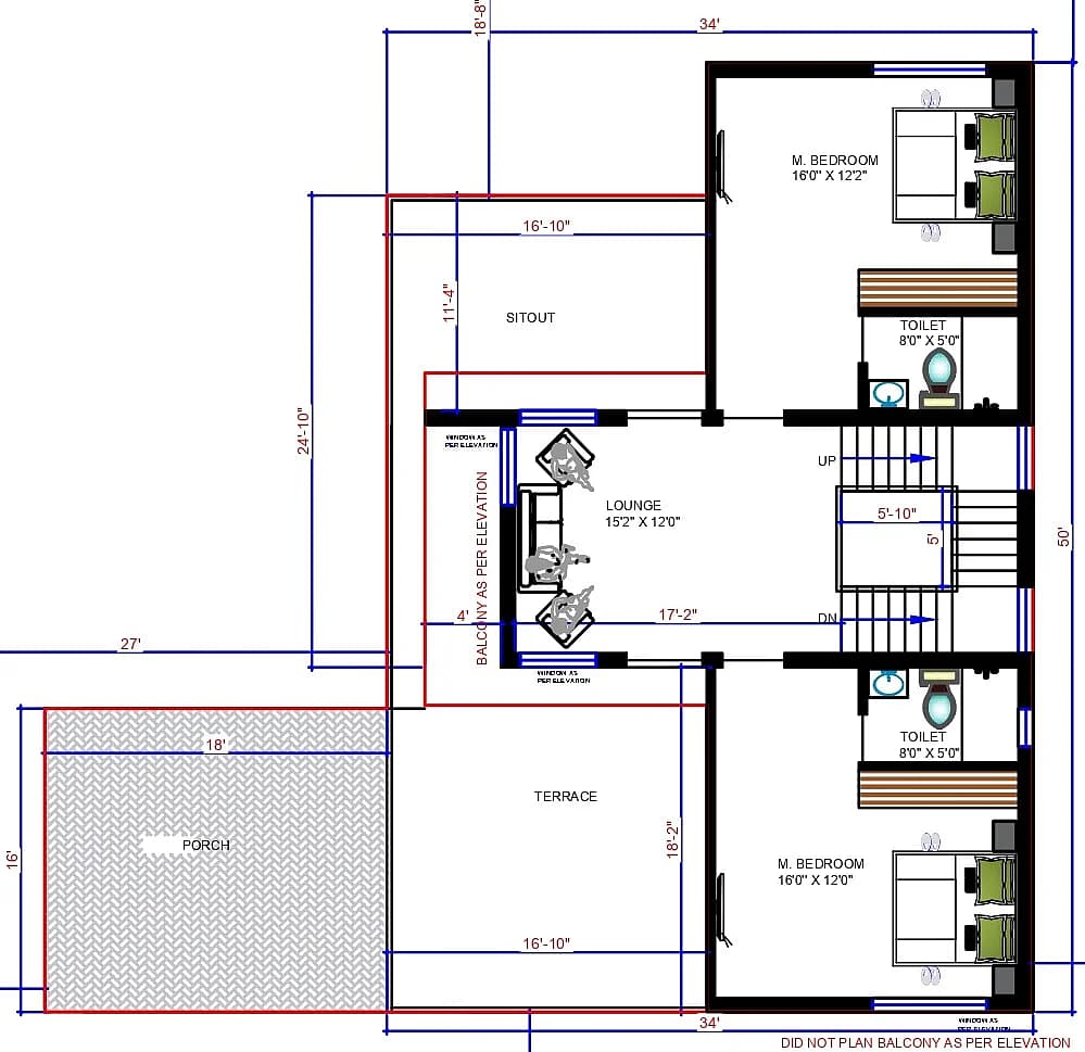 70X93 House plan- 6510 sqft Residential house design At Hyderabad thumbnail 3 — Project ID 7713