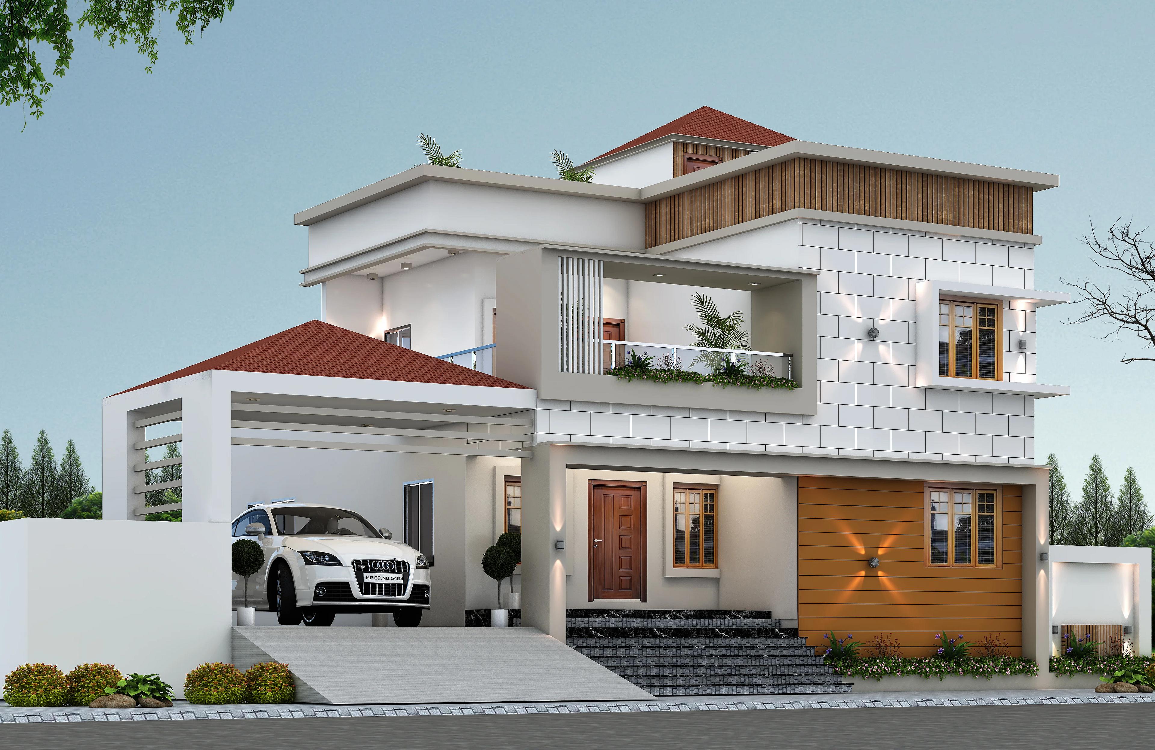 70X93 House plan- 6510 sqft Residential house design At Hyderabad [TL] front elevation, 70x93 ft plot, 3 BHK, west facing, G+1, Hyderabad