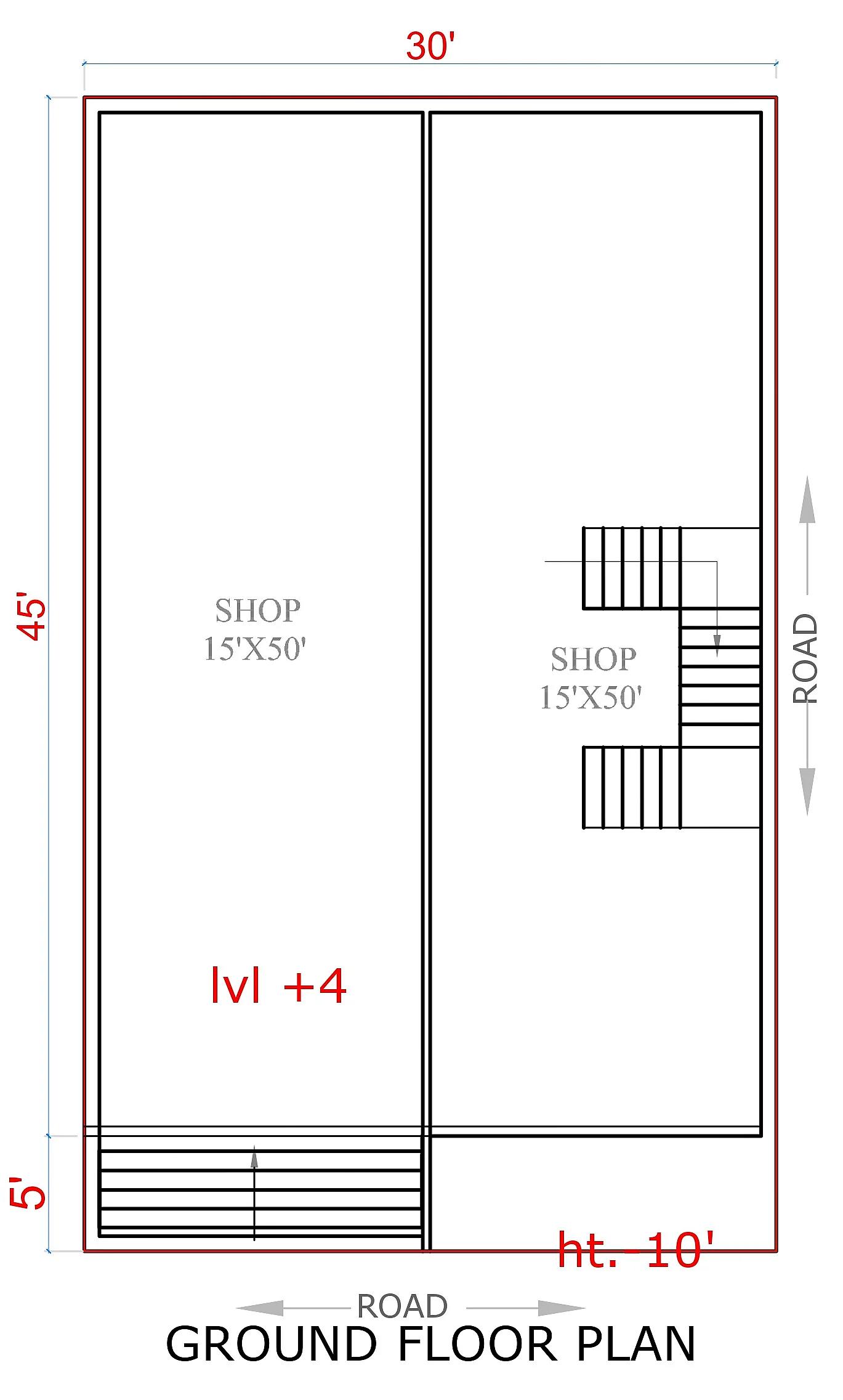 30X45 House With Shop plan- 1350 sqft Residential Cum Commercial house design At Vidisha thumbnail 3 — Project ID 7714