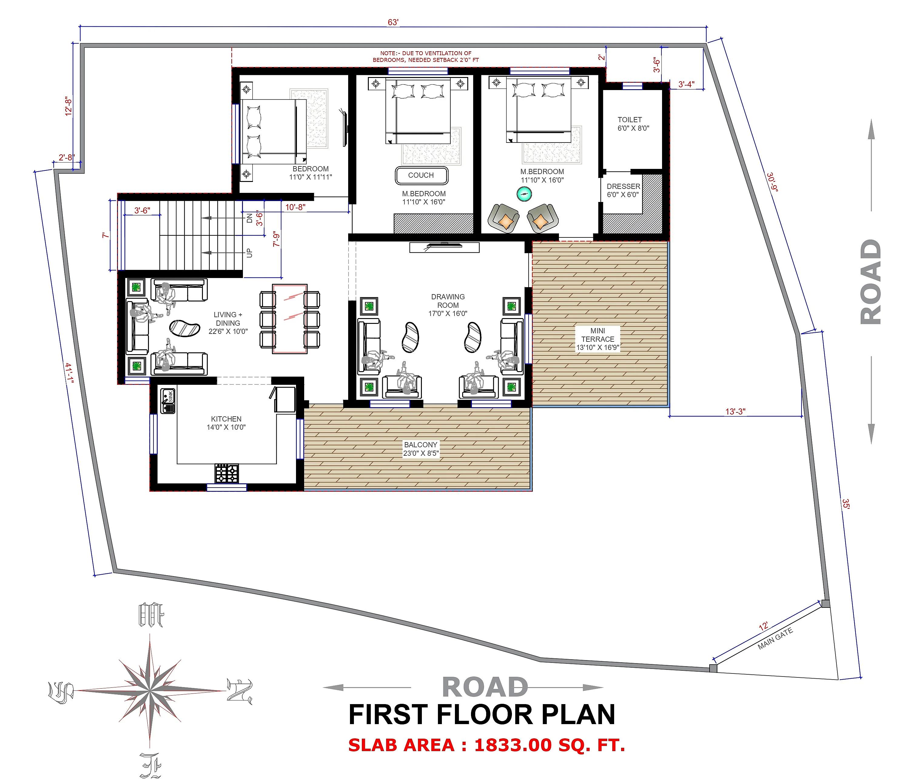 63X50 House plan- 3150 sqft Residential house design At Pathankot thumbnail 2 — Project ID 7717