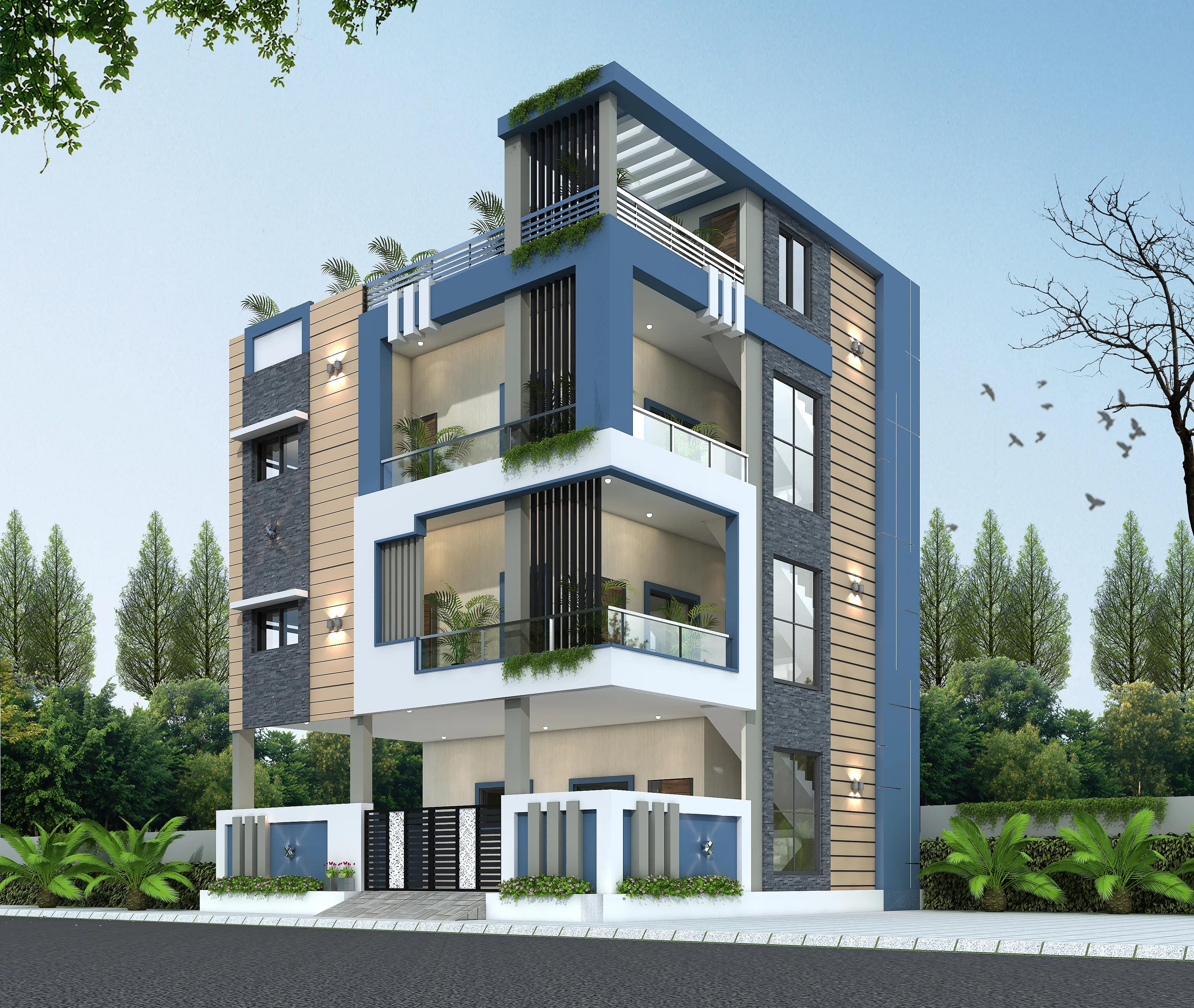 35X36 House plan- 1260 sqft Residential Cum Commercial house design At Hyderabad [TL] front elevation, 35x36 ft plot, 1 BHK, east facing, G+1, Hyderabad