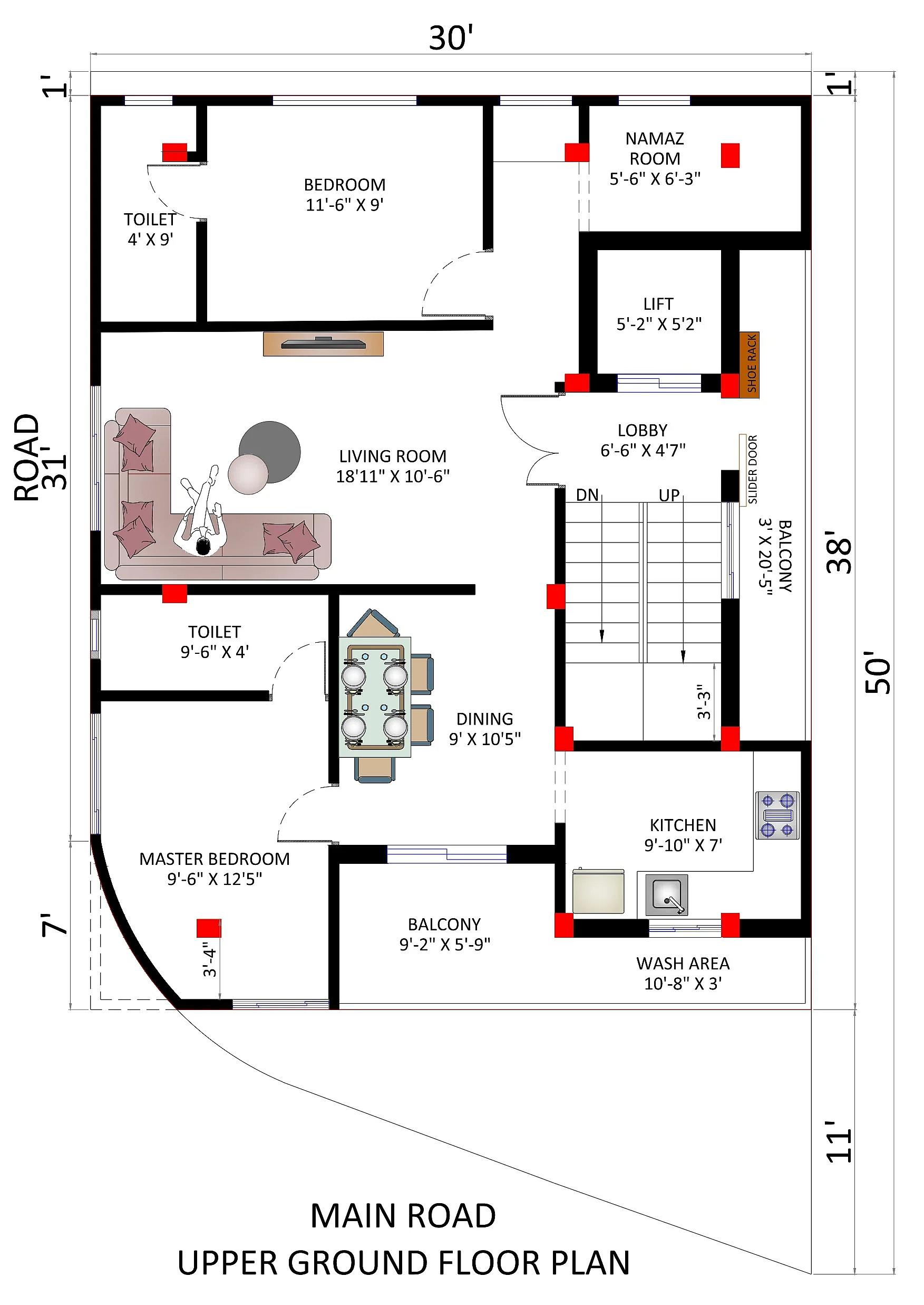 30X50 House plan- 1500 sqft Residential Cum Commercial house design At Visakhapatnam thumbnail 4 — Project ID 7723