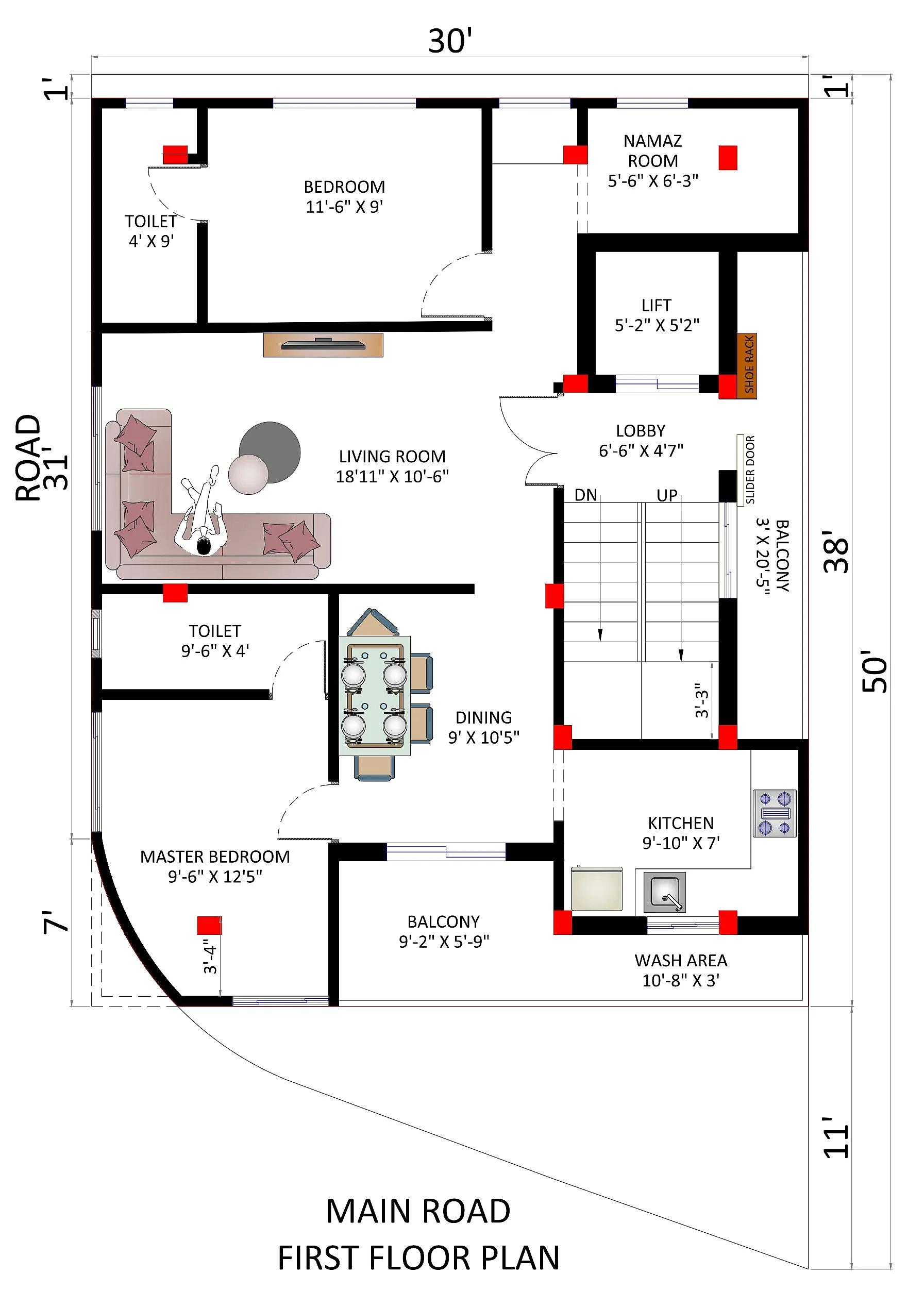 30X50 House plan- 1500 sqft Residential Cum Commercial house design At Visakhapatnam thumbnail 3 — Project ID 7723