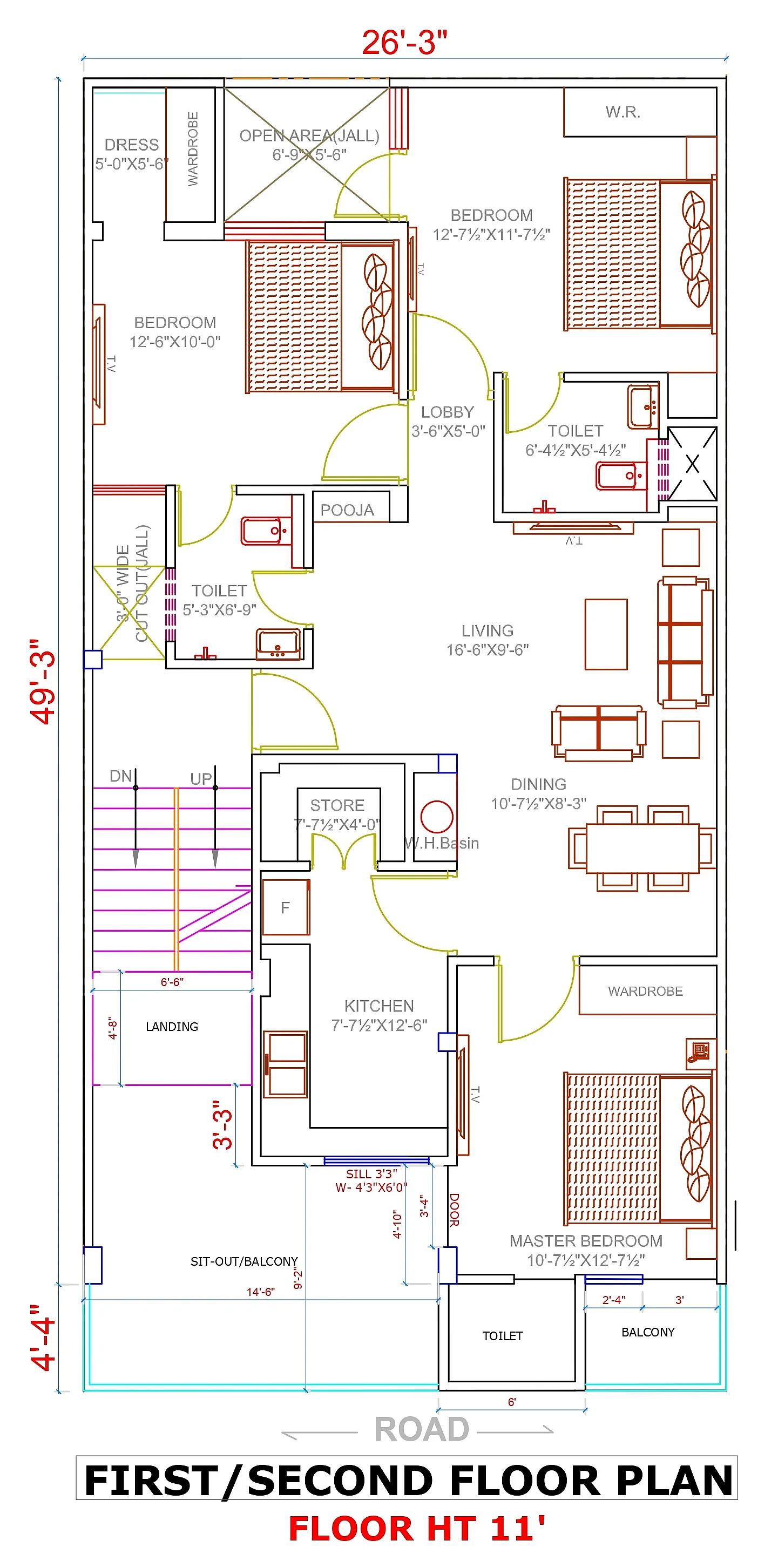 25X50 House plan- 1250 sqft Residential house design At Jaipur thumbnail 2 — Project ID 7724