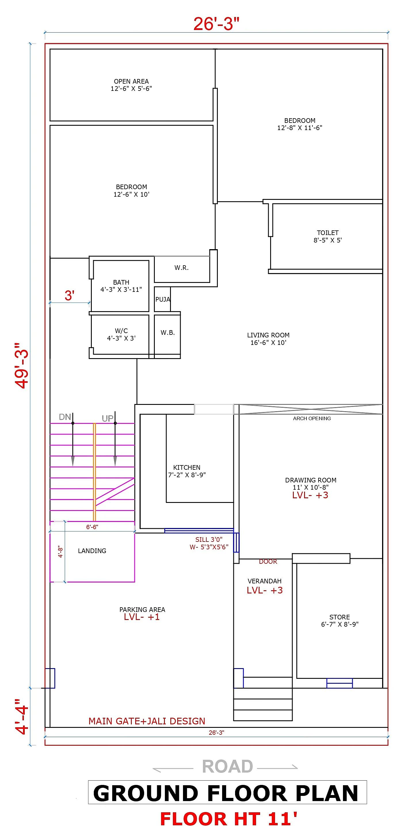 25X50 House plan- 1250 sqft Residential house design At Jaipur thumbnail 3 — Project ID 7724