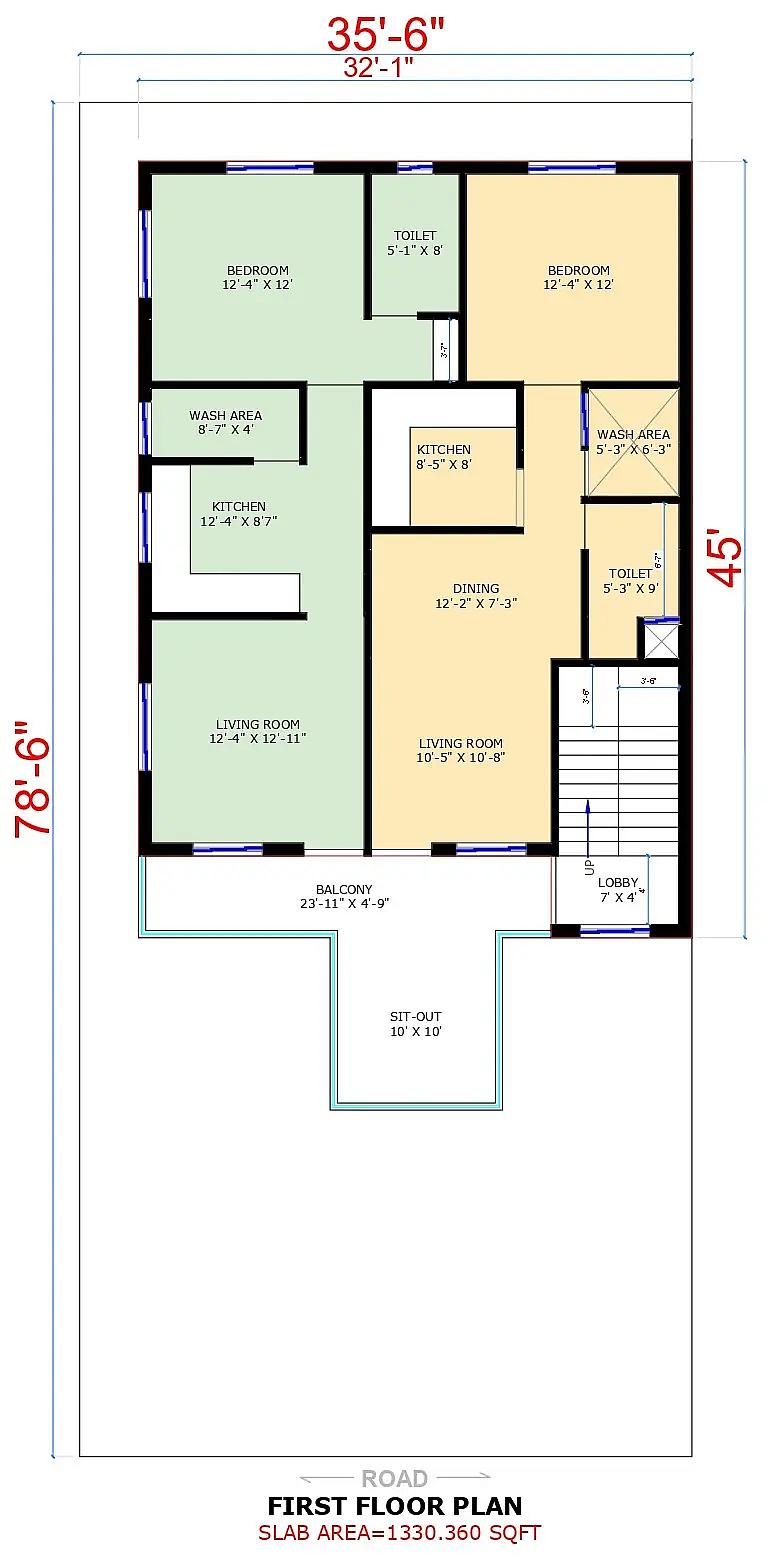 35X78 Residential House with Rental House plan- 2730 sqft Residential house design At Sakti thumbnail 2 — Project ID 8404