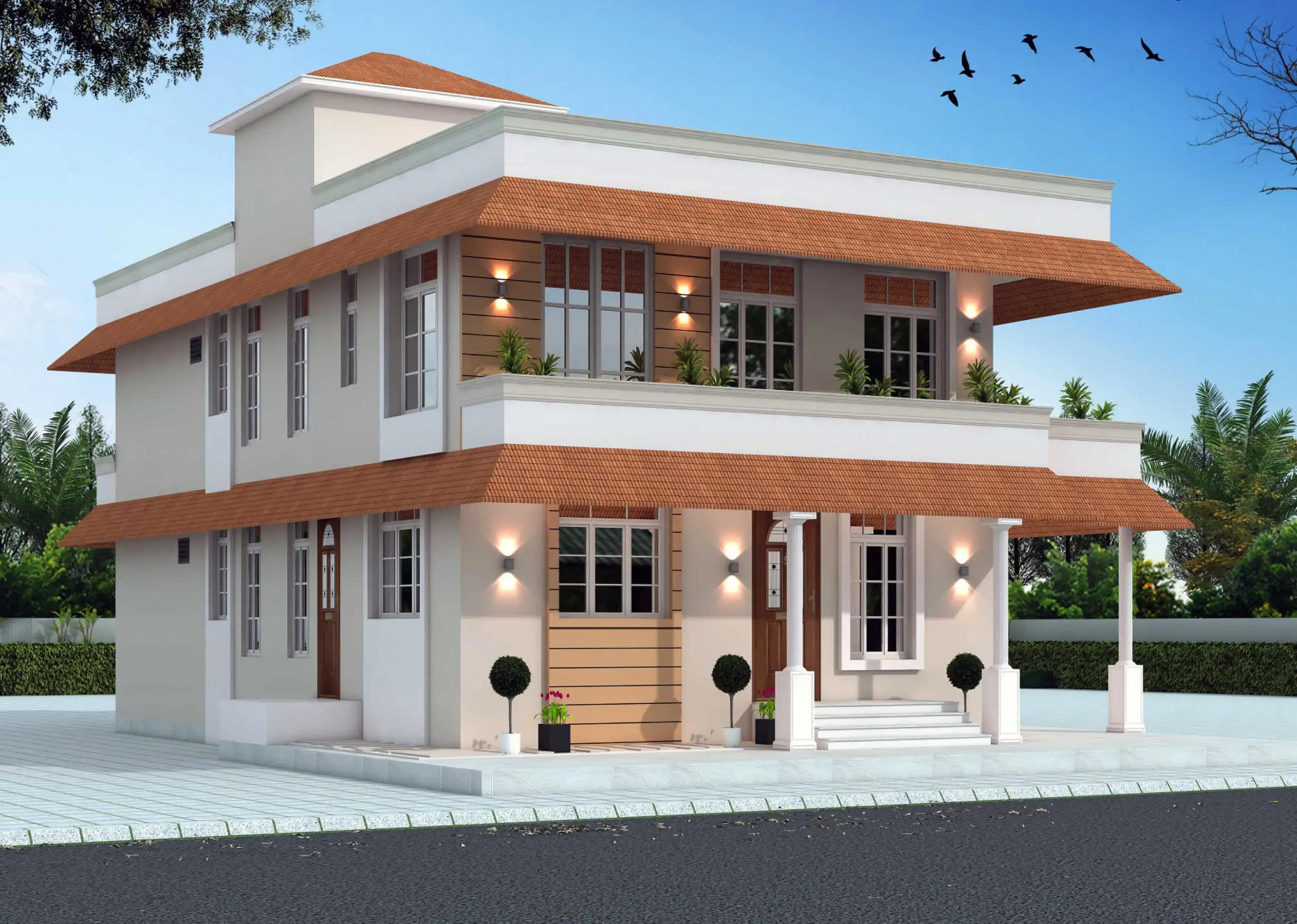 50X40 House plan- 2000 sqft Residential house design At Bhojpur [BR] front elevation, 50x40 ft plot, 4 BHK, north facing, G+1, Bhojpur