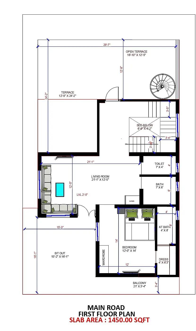 37X60 House plan- 2220 sqft Residential house design At Sujanganj thumbnail 2 — Project ID 8406