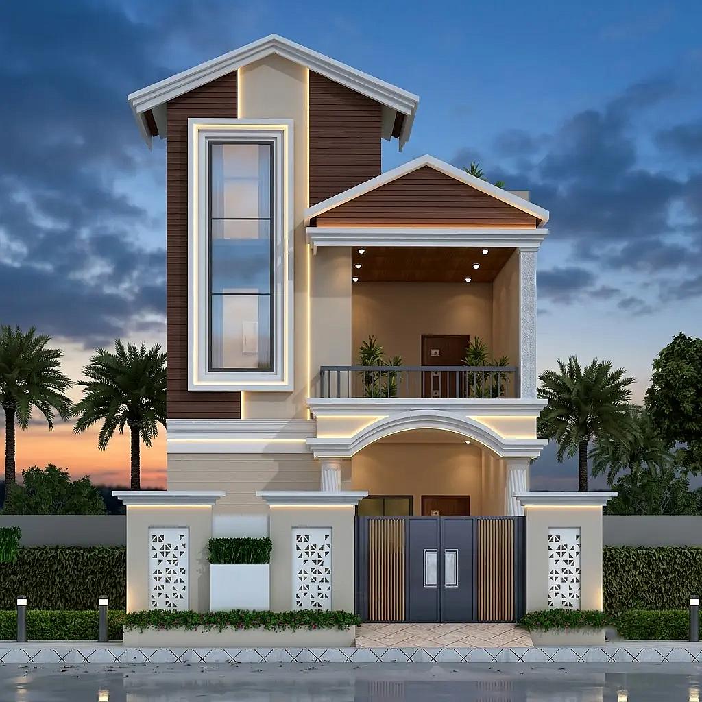 22X52 House plan- 1144 sqft Residential house design At prayagraj front elevation, 22x52 ft plot, 2 BHK, south facing, G+1, prayagraj
