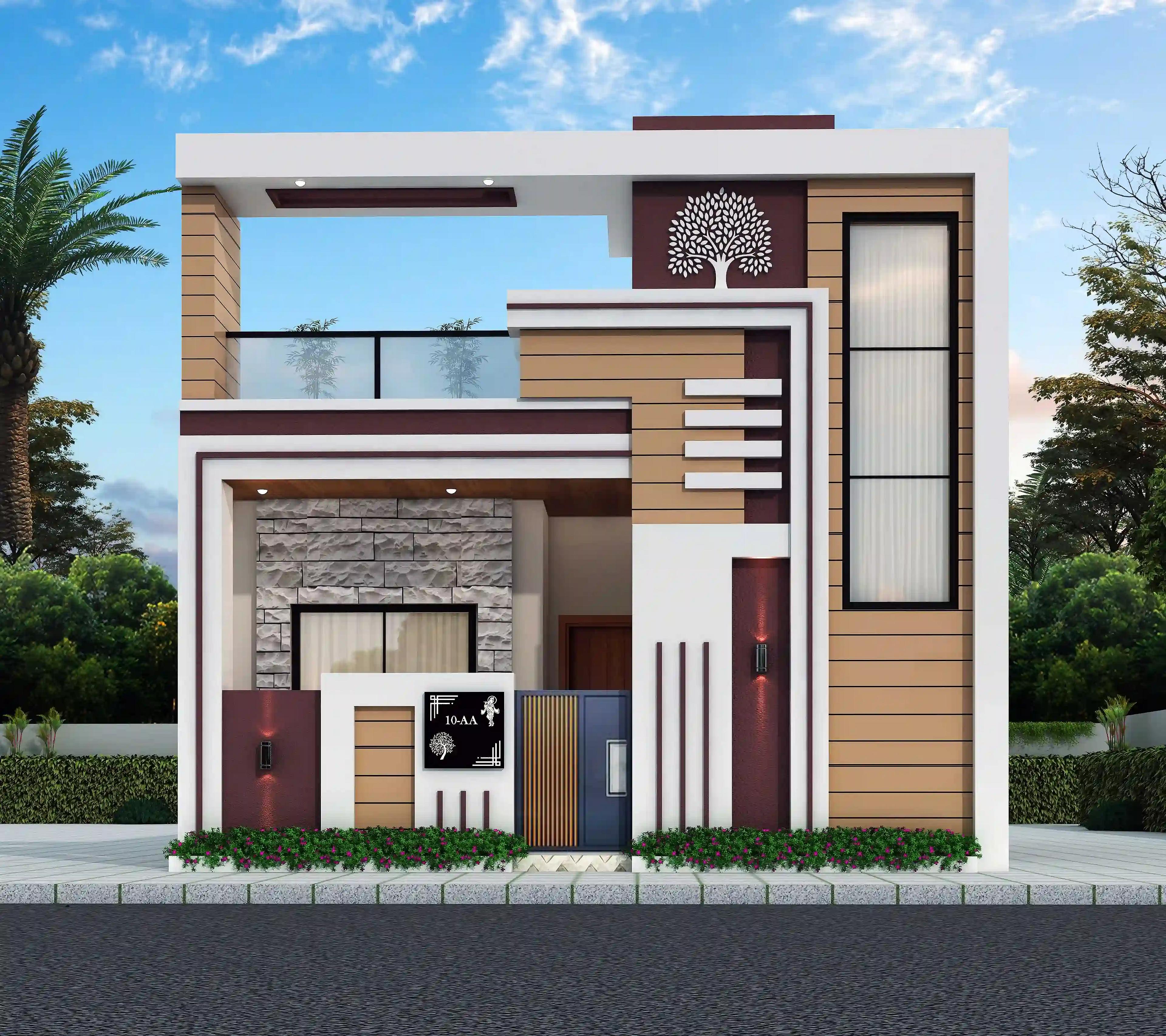 25X40 House plan- 1000 sqft Residential house design At Nagpur [MH] front elevation, 25x40 ft plot, 2 BHK, north west facing, G+1, Nagpur