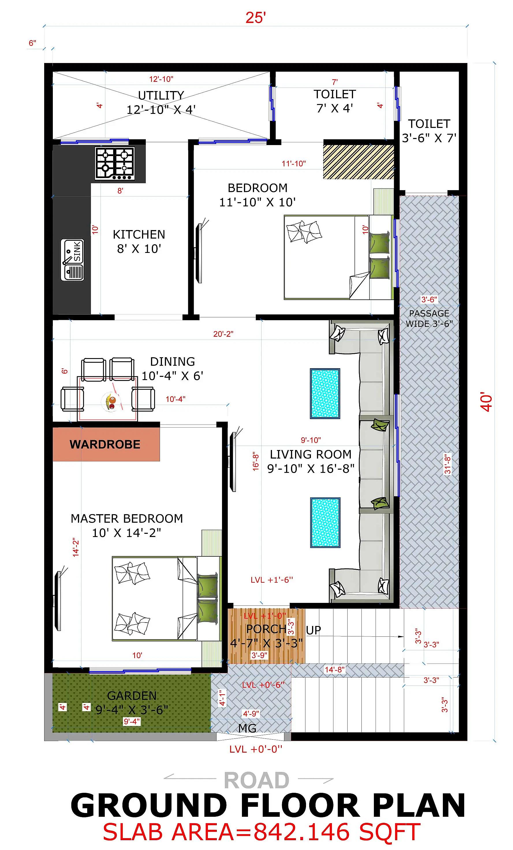 25X40 House plan- 1000 sqft Residential house design At Nagpur thumbnail 2 — Project ID 8409