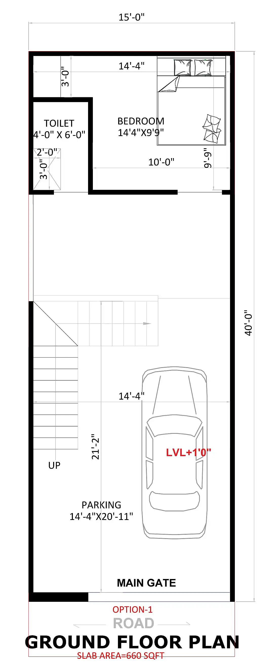 15X40 House plan- 600 sqft Residential Cum Commercial house design At Delhi thumbnail 2 — Project ID 8410