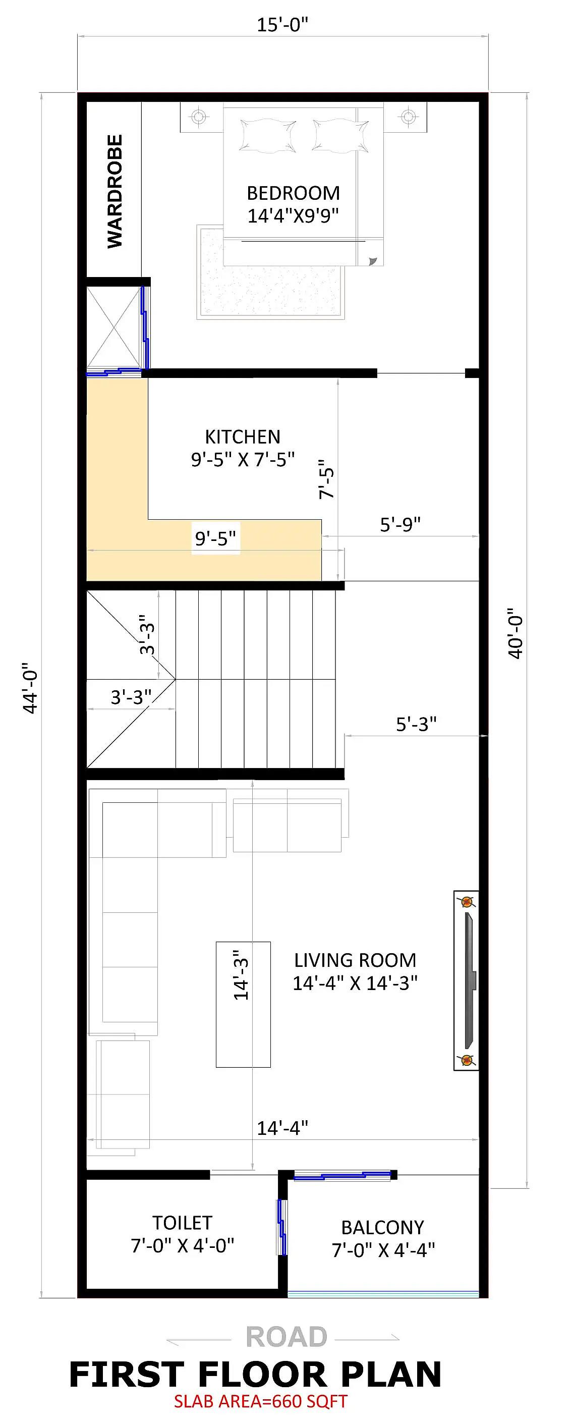 15X40 House plan- 600 sqft Residential Cum Commercial house design At Delhi thumbnail 3 — Project ID 8410