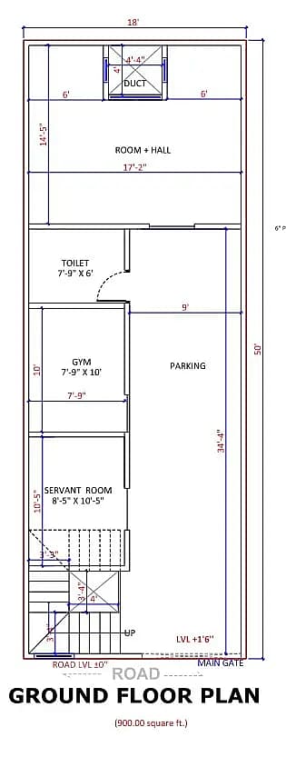 18X50 Residential House with Rental House plan- 900 sqft Residential house design At Chandauli thumbnail 2 — Project ID 8411