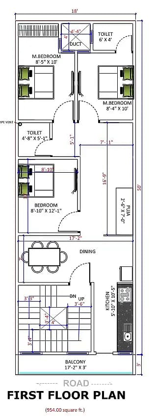 18X50 Residential House with Rental House plan- 900 sqft Residential house design At Chandauli thumbnail 3 — Project ID 8411