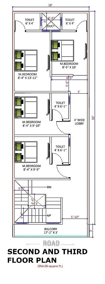 18X50 Residential House with Rental House plan- 900 sqft Residential house design At Chandauli thumbnail 4 — Project ID 8411
