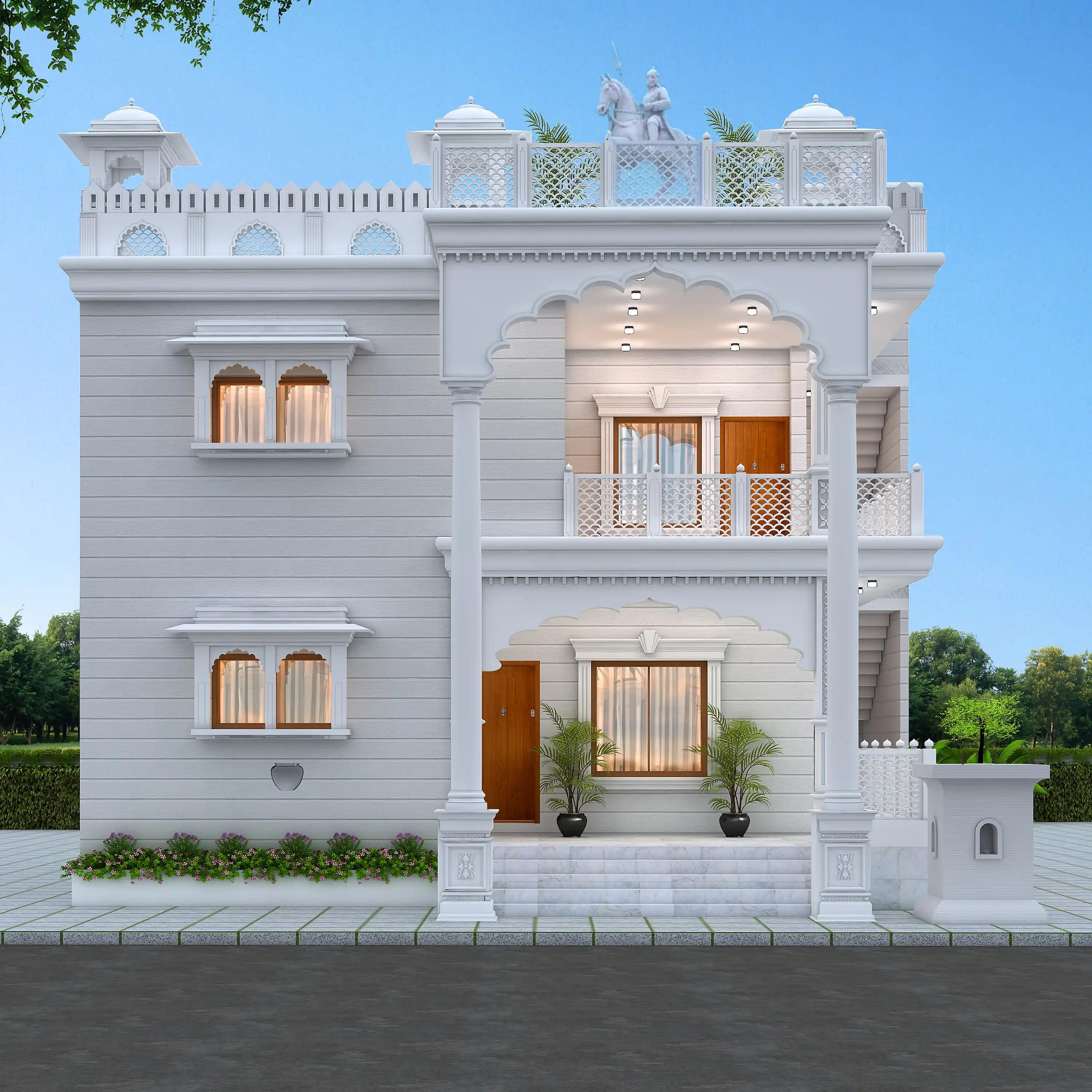 30X34 House plan- 1020 sqft Residential house design At Indore [MP] front elevation, 30x34 ft plot, 5 BHK, east facing, G+1, Indore
